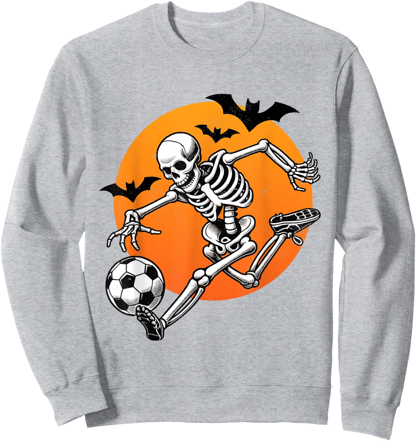 Skeleton Playing Soccer Player Fan Halloween Lazy Costume Sweatshirt - Sweatshirt | Ash