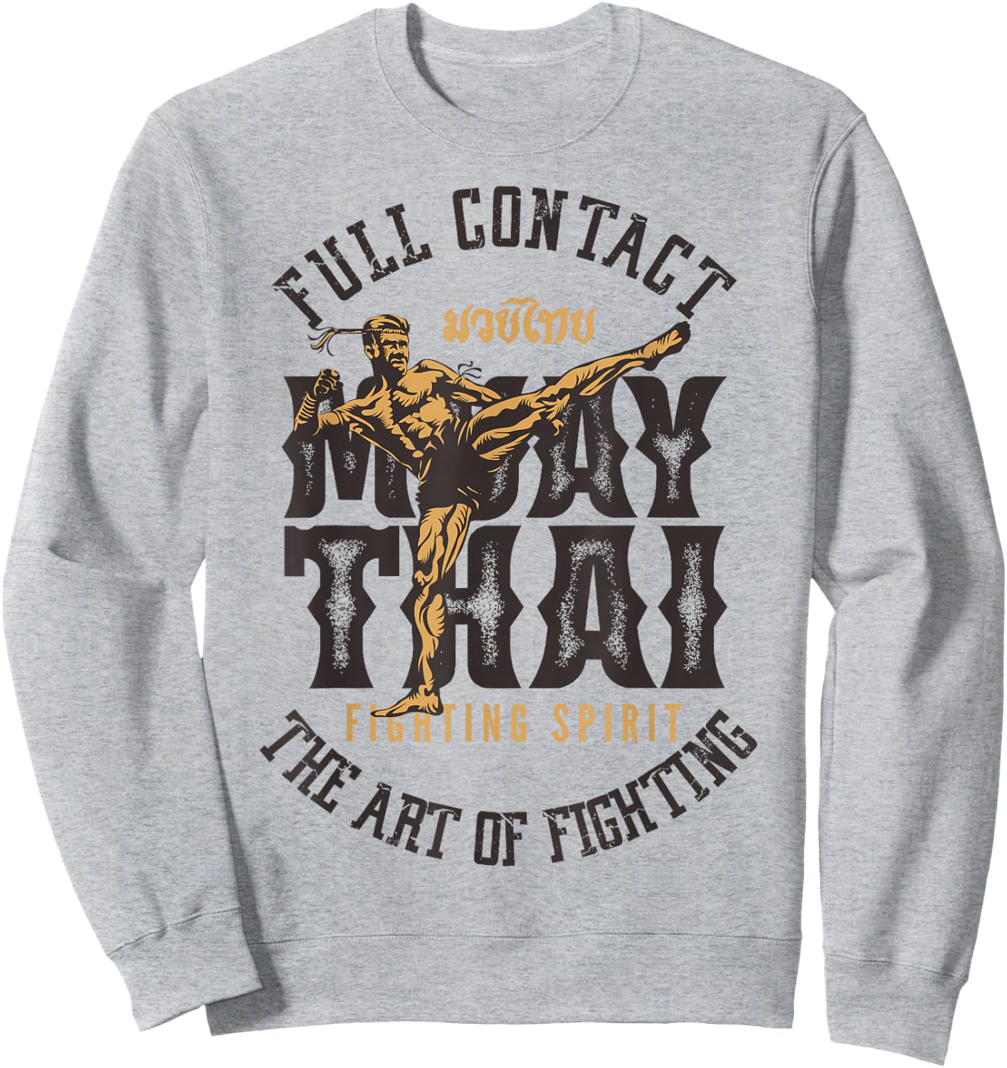 Muay Thai Fighter MMA Full Contact Retro Kickboxing Sweatshirt - Sweatshirt | Ash