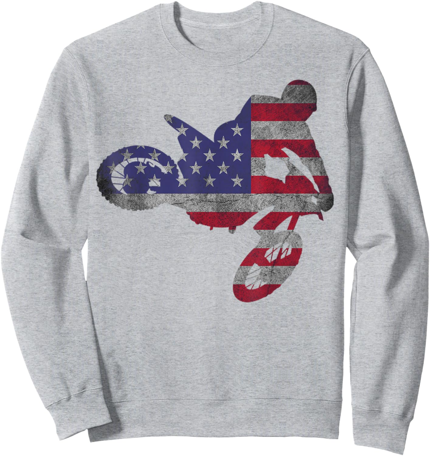 Dirt Bike American Flag | Motocross Enduro Shirt Sweatshirt - Sweatshirt | Ash