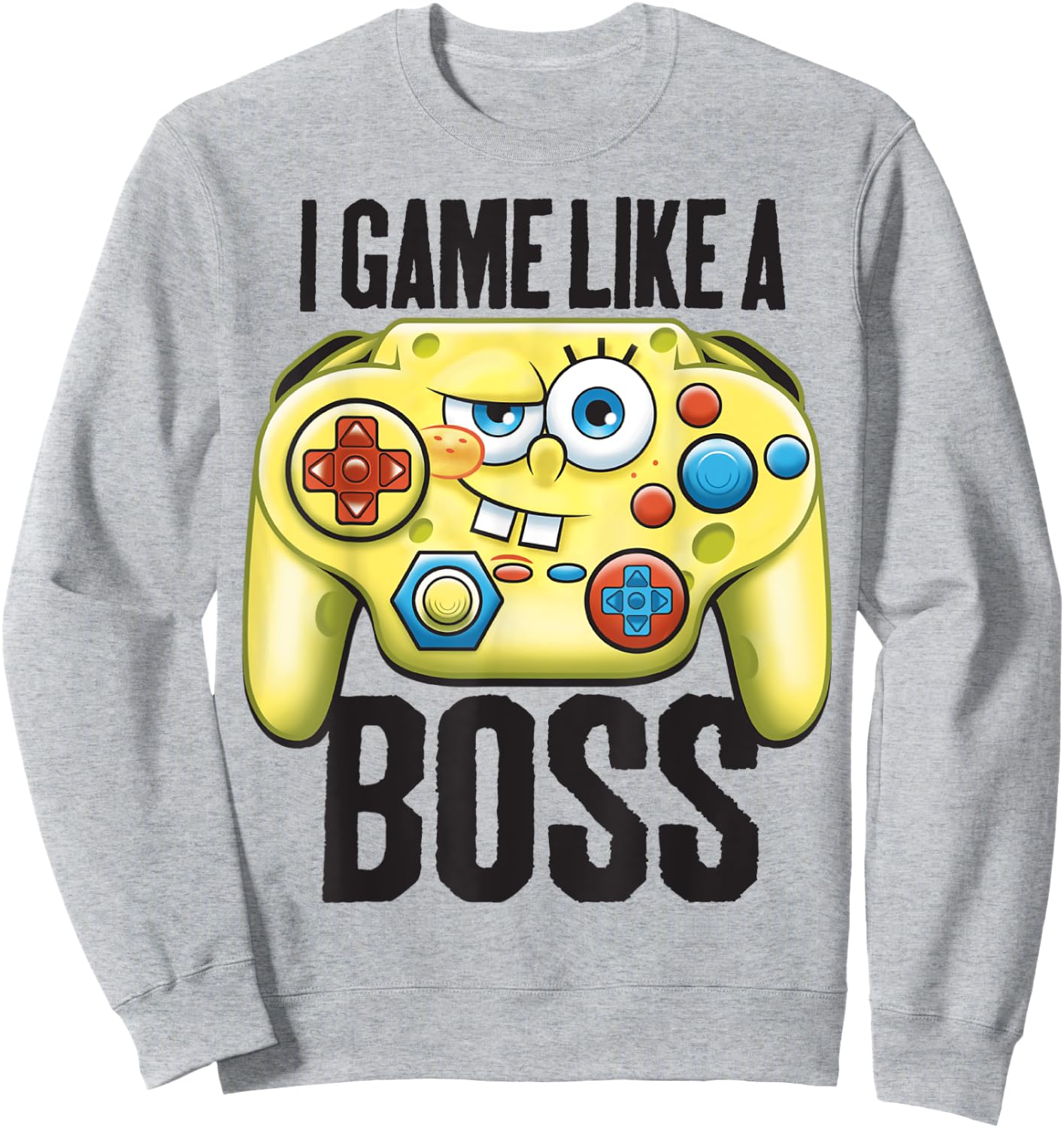 Spongebob SquarePants I Game Like A Boss Short Sleeve Sweatshirt - Sweatshirt | Ash
