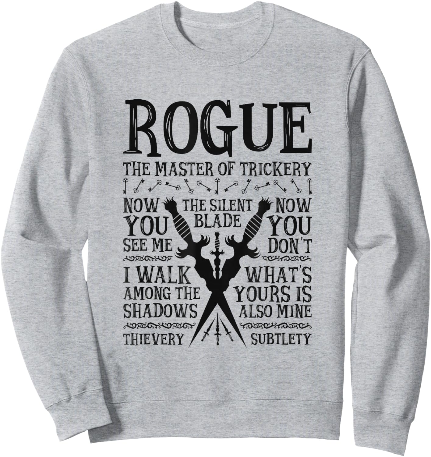Rogue, The Master of Trickery - RPG Class Sweatshirt - Sweatshirt | Ash
