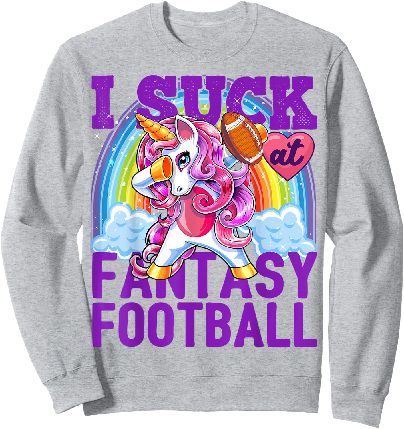 I Suck at Fantasy Football Dabbing Unicorn Loser Shirt Men Sweatshirt - Sweatshirt | Ash