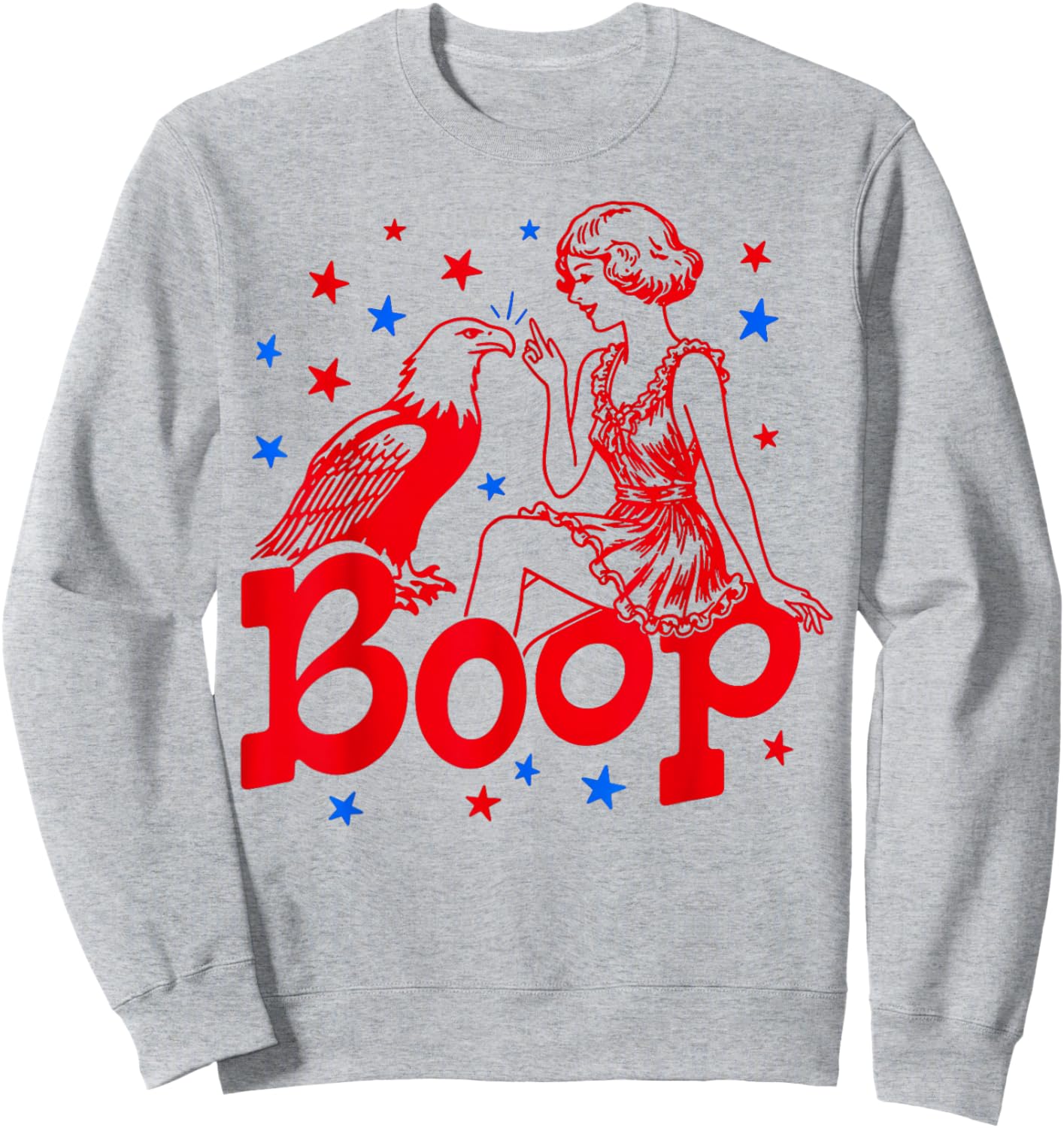 Hand Boop Nose Girl Eagle Patriotic 4th of July Sweatshirt - Sweatshirt | Ash