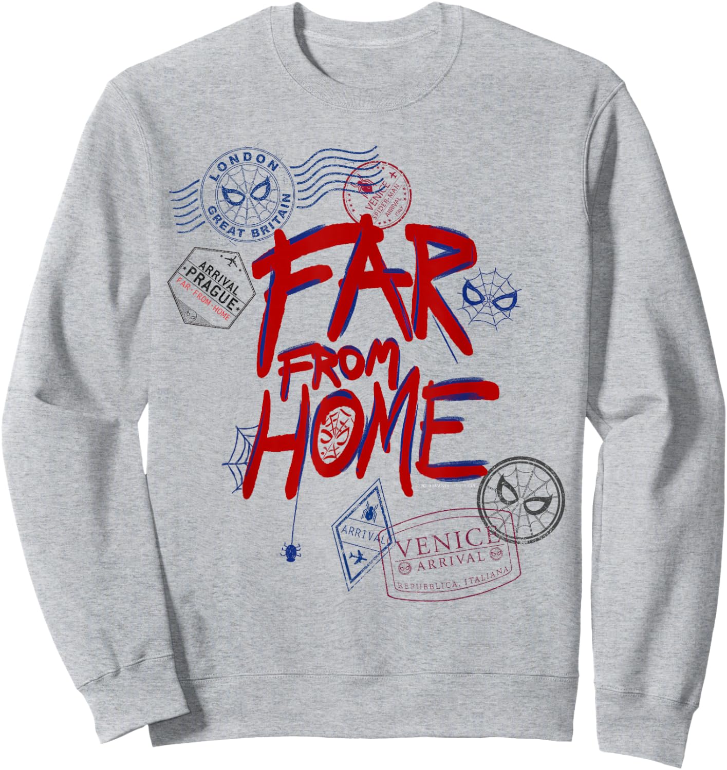 Marvel Spider-Man: Far From Home Travel Stamps Sweatshirt - Sweatshirt | Ash