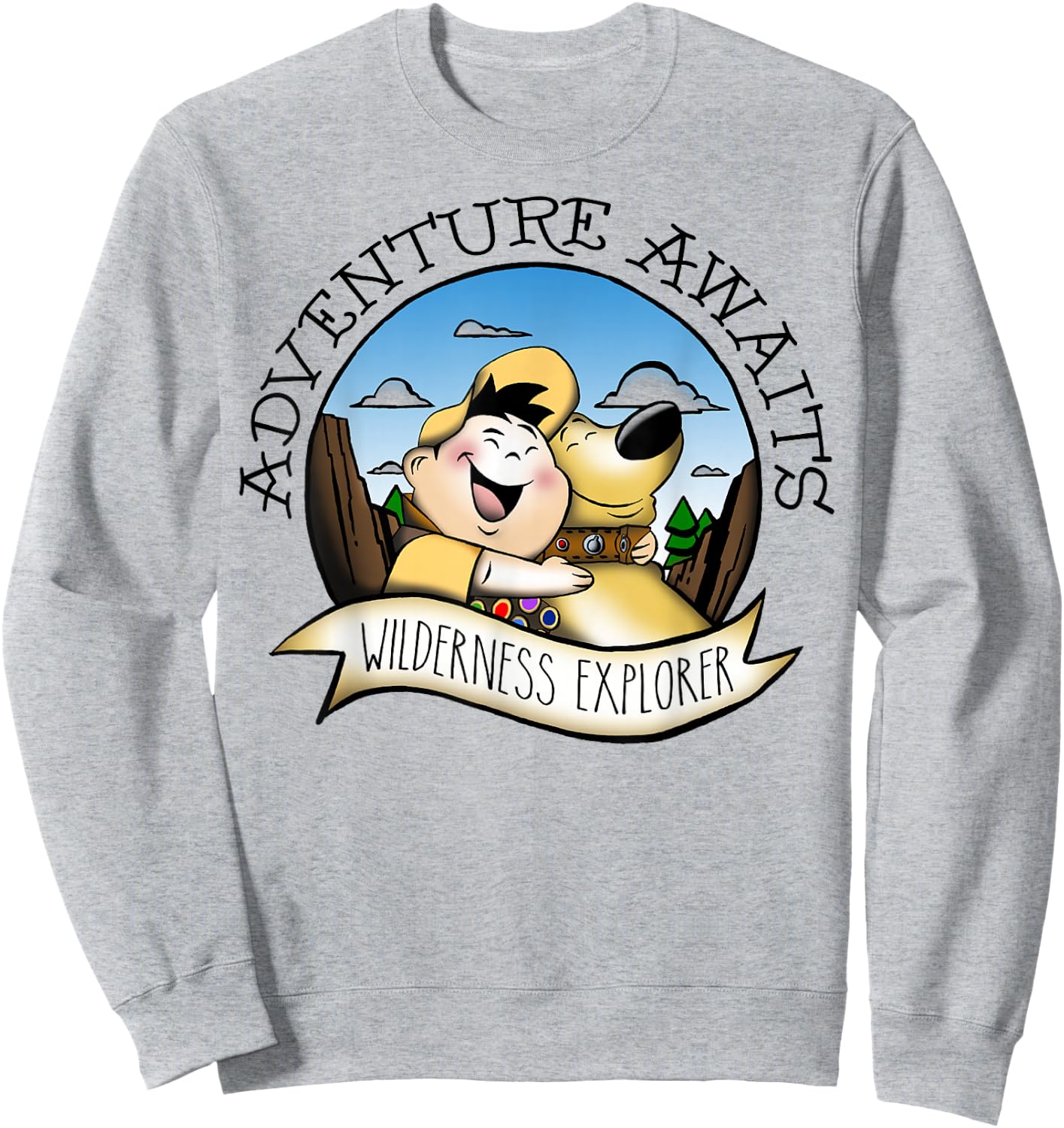Disney Pixar Up Dug & Russell Wilderness Explorer Sweatshirt - Sweatshirt | Ash