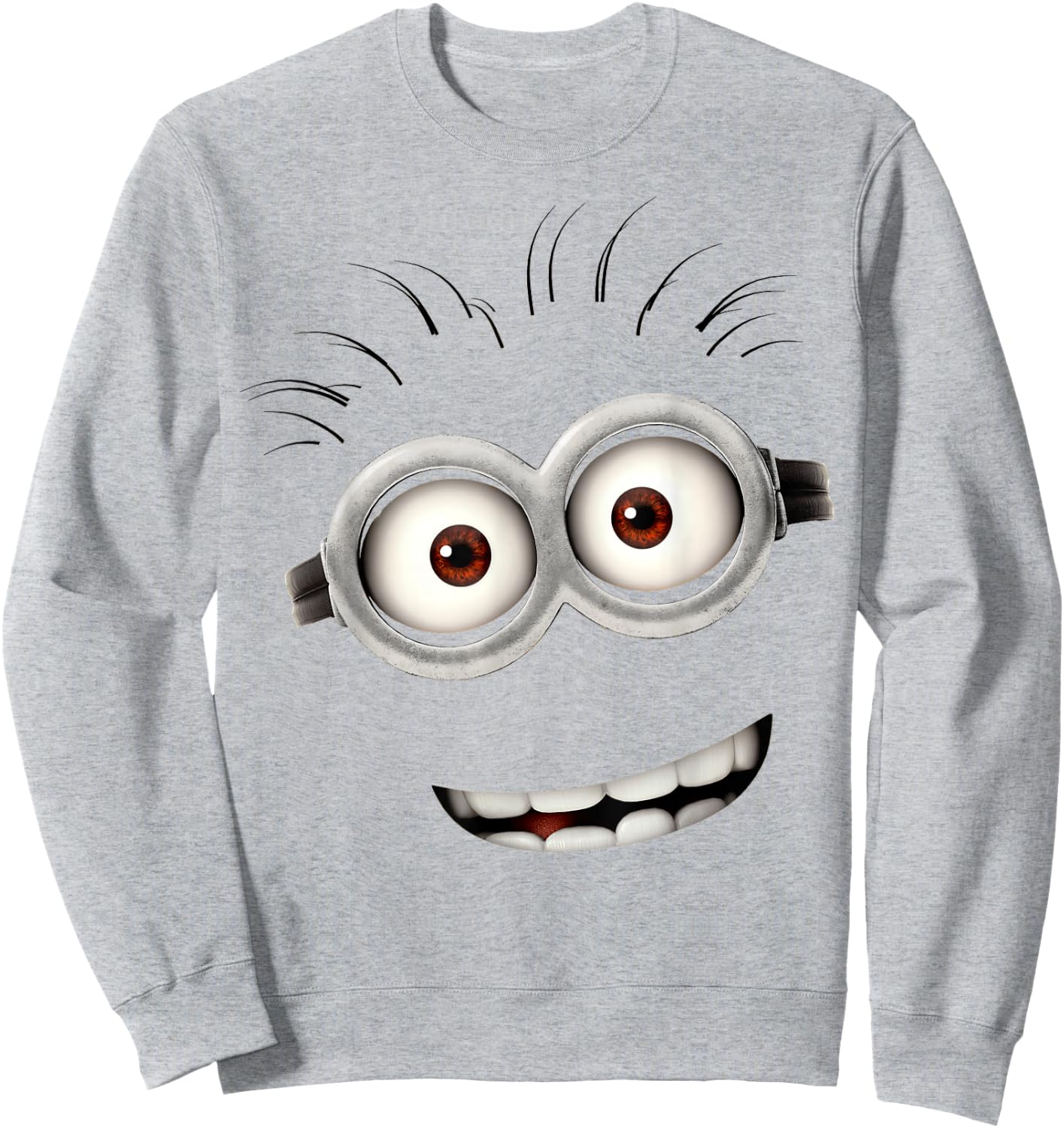 Despicable Me Minions Bob Smiling Face Graphic Short Sleeve Sweatshirt - Sweatshirt | Ash
