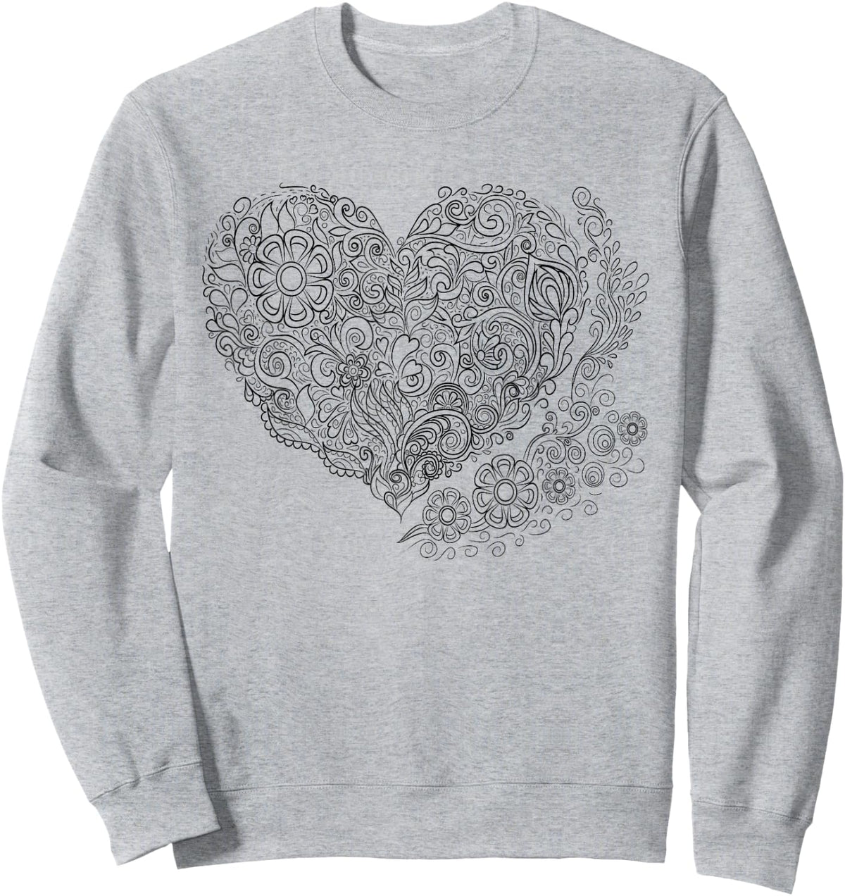 Heart Shaped Adult Coloring Book Style Fashion T Shirt Sweatshirt - Sweatshirt | Ash