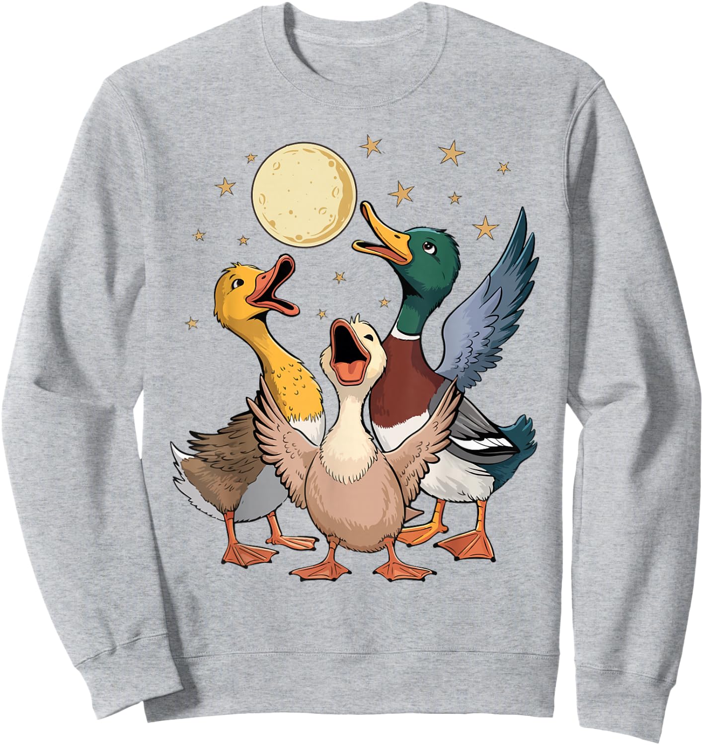 Funny Duck Howling At Moon Dad Mom Toddler Men Women Vintage Sweatshirt - Sweatshirt | Ash