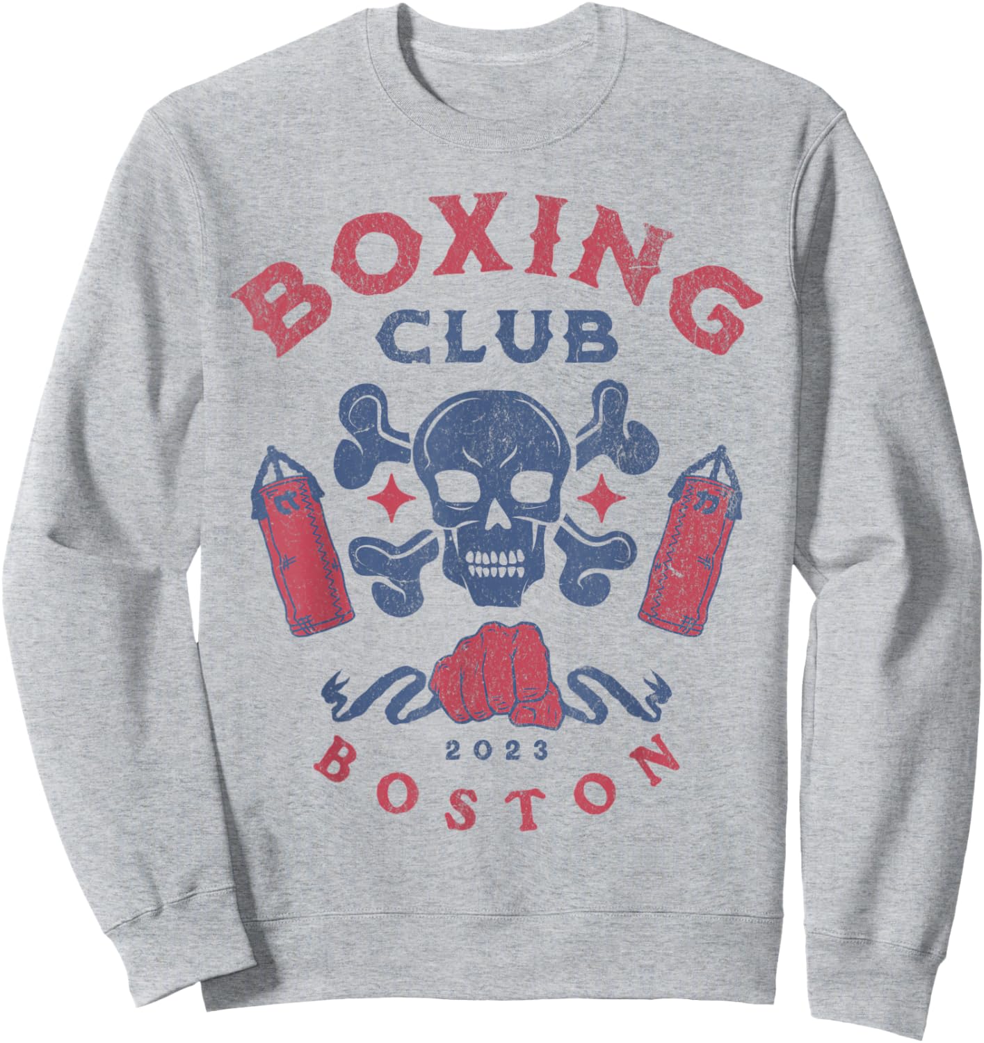 Boxing Club Boston Skull Sweatshirt - Sweatshirt | Ash
