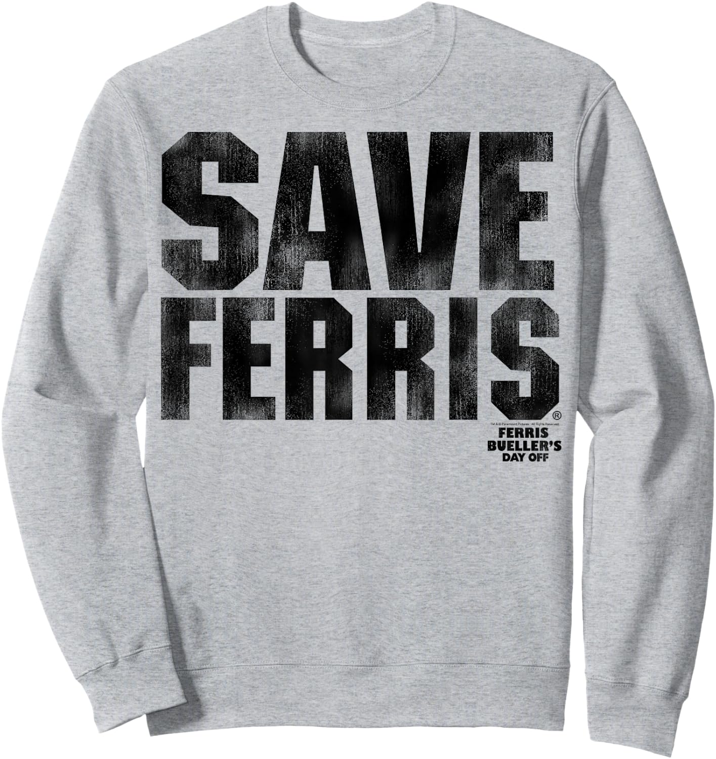 Ferris Bueller's Day Off Save Ferris Bold Black Type Graphic Sweatshirt - Sweatshirt | Ash