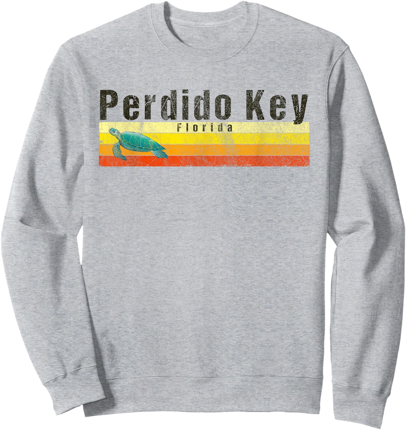 Perdido Key, FL Vintage Style Sea Turtle Sweatshirt - Sweatshirt | Ash