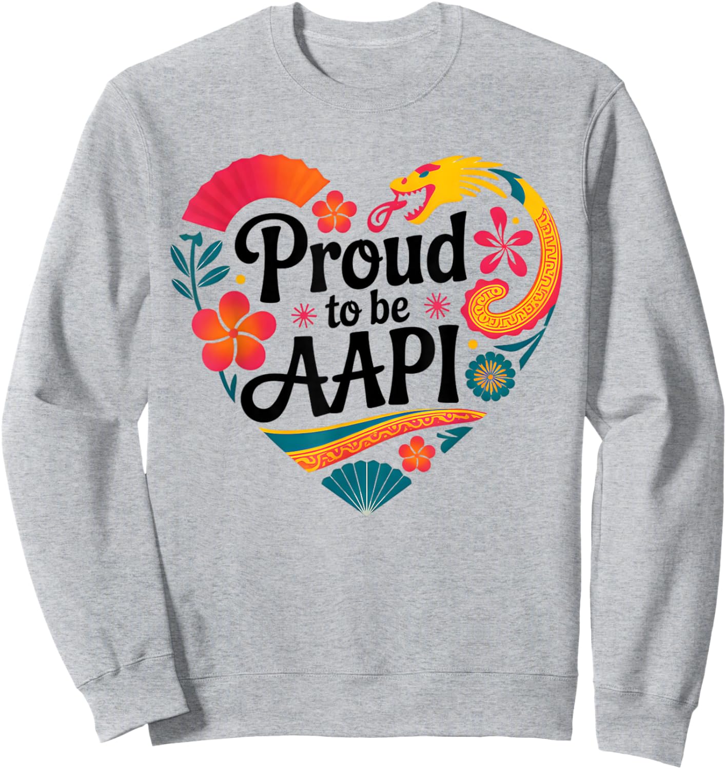 Proud to Be AAPI Asian Pacific Heritage Heart Sweatshirt - Sweatshirt | Ash