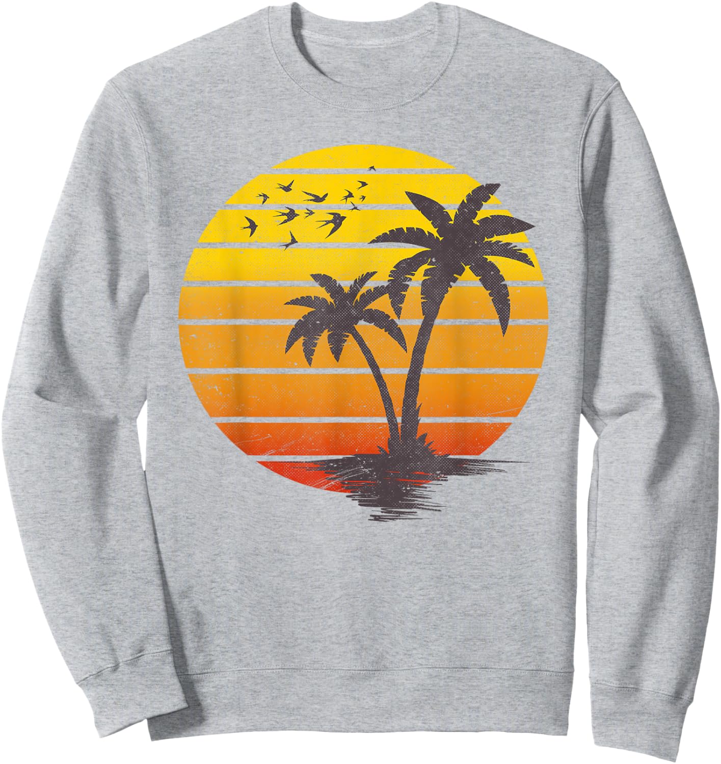 Retro Vintage sunset coco palm tree shirts tropical beach Sweatshirt - Sweatshirt | Ash