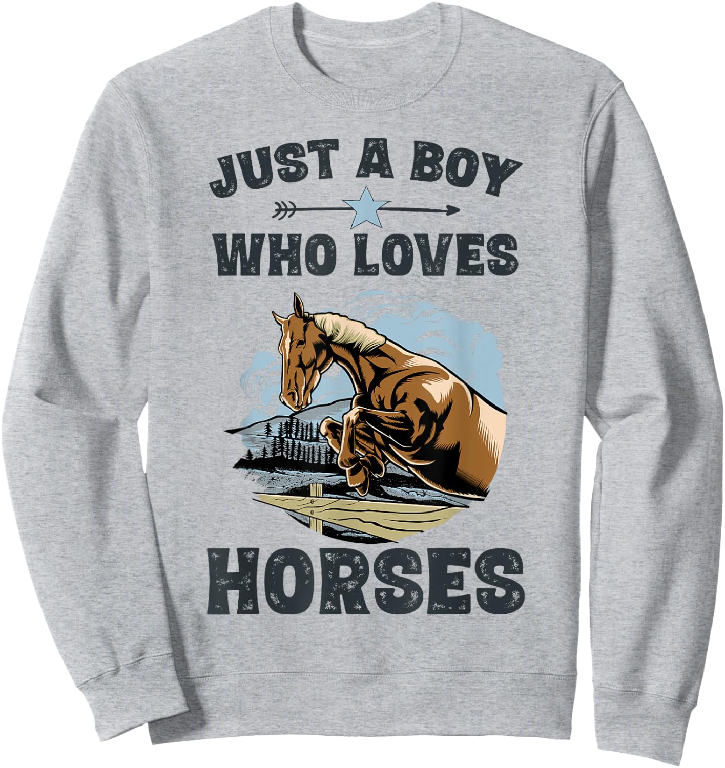 Just A Boy Who Loves Horses Shirt Horse Equestrian Boys Sweatshirt - Sweatshirt | Ash
