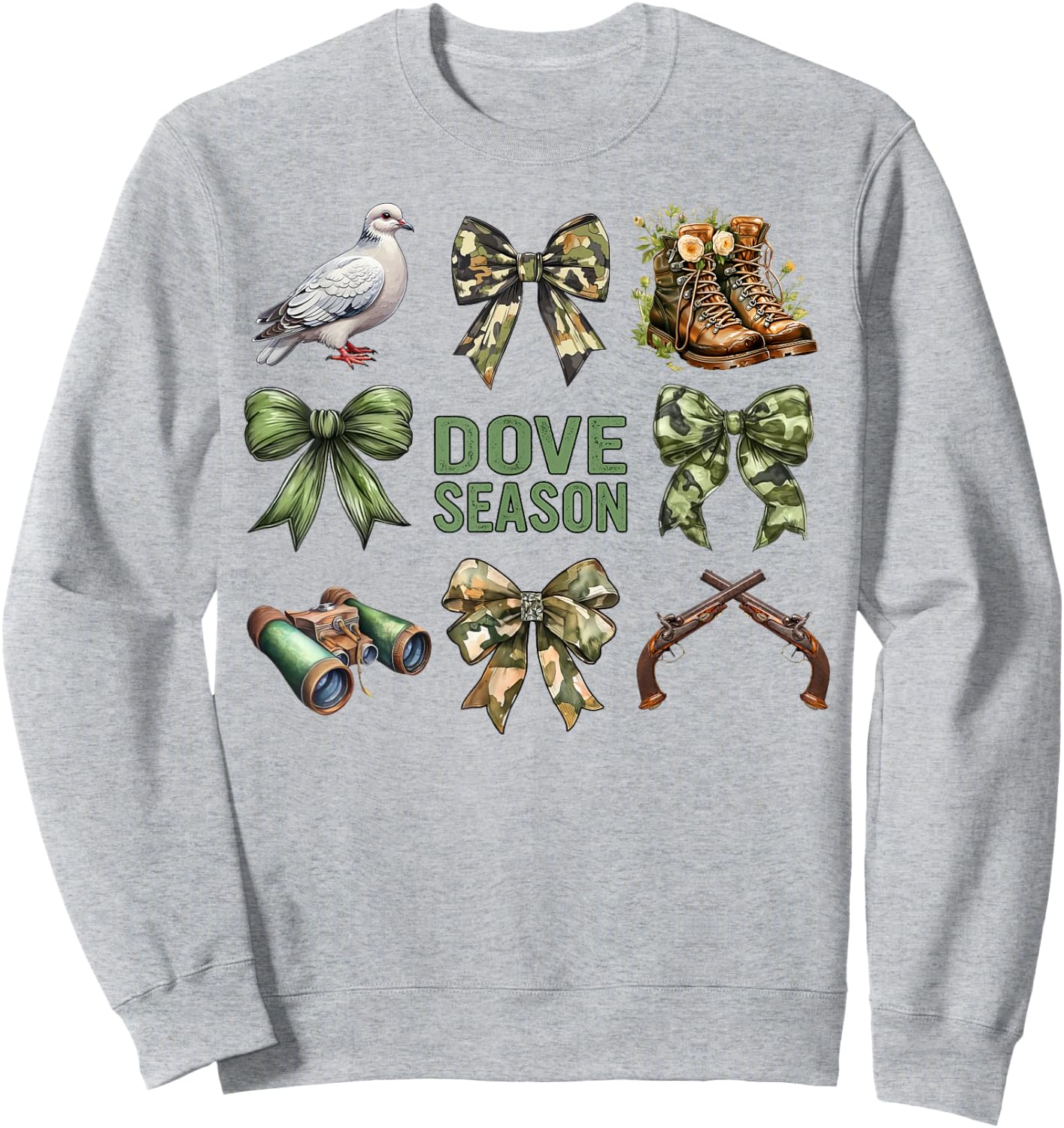Dove Season Camo Matching Dove Hunting Party Coquette Sweatshirt - Sweatshirt | Ash