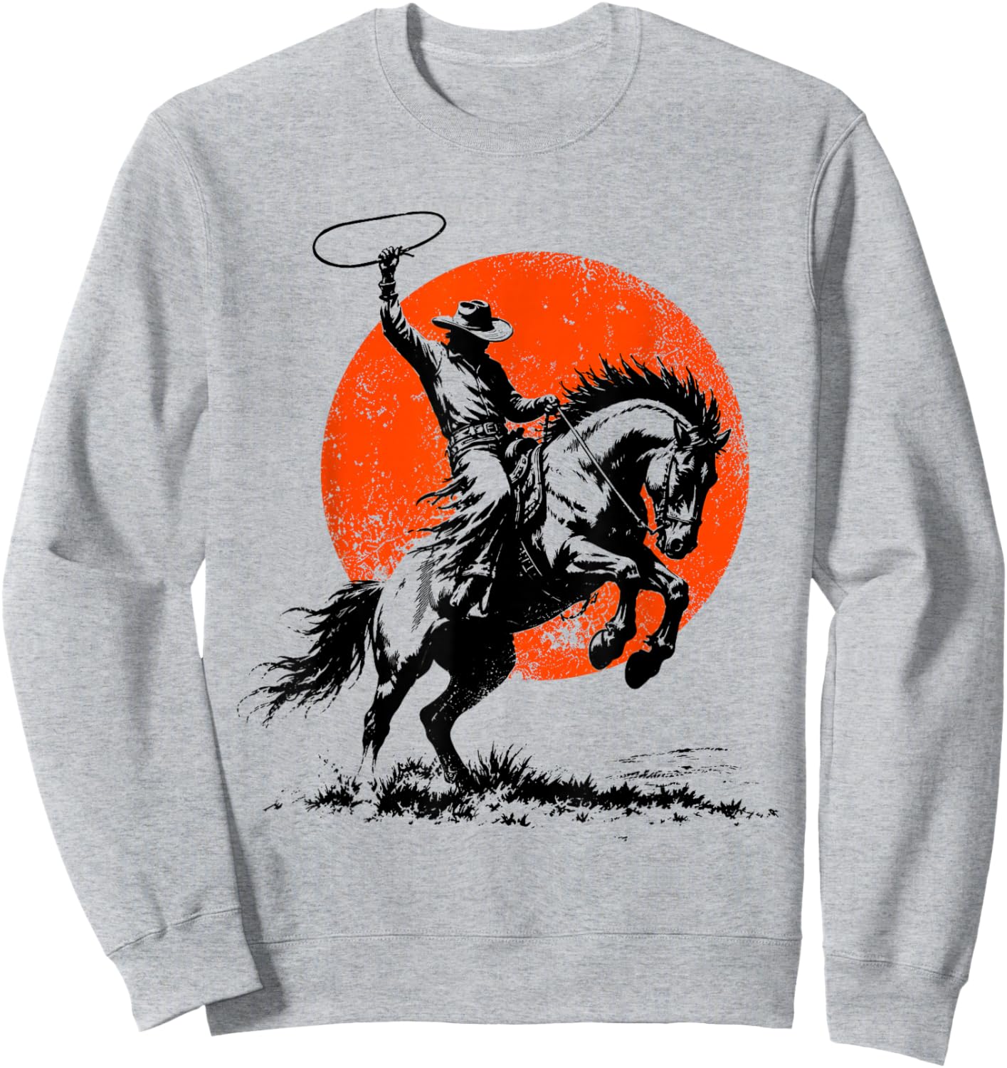 Vintage Cowboy Riding Horse Retro Sun Western Wild West Sweatshirt - Sweatshirt | Ash