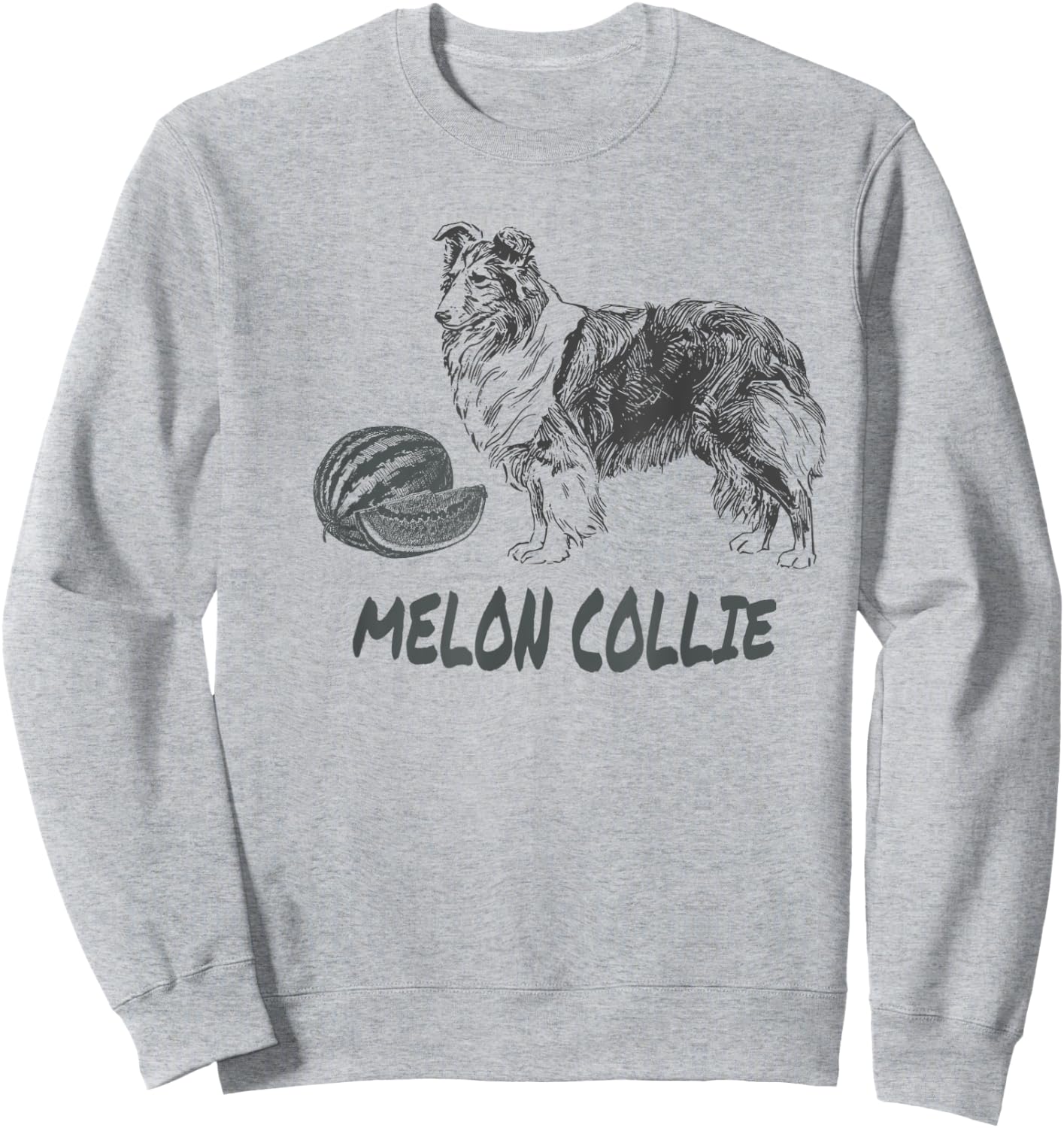 Funny MELLON COLLIE Dog Pun Illustration Gift Women Kids Sweatshirt - Sweatshirt | Ash