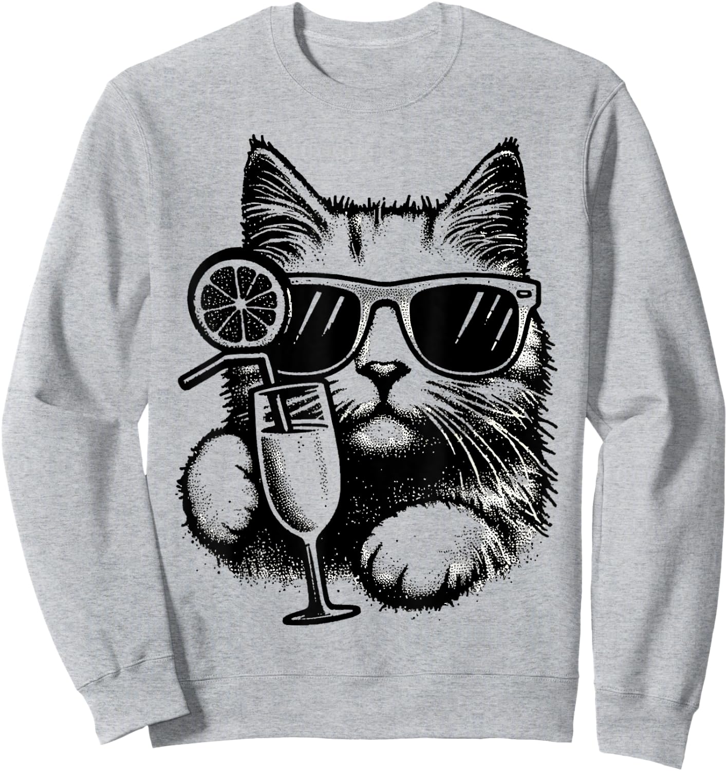 Vintage Cat Funny Mimosa Women Sweatshirt - Sweatshirt | Ash