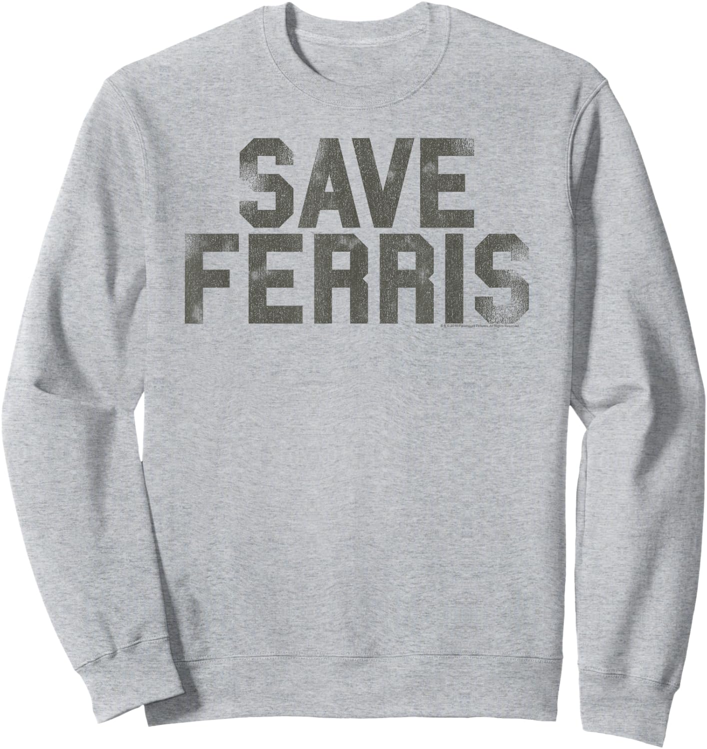 Ferris Bueller's Day Off Distressed Save Ferris Movie Sweatshirt - Sweatshirt | Ash