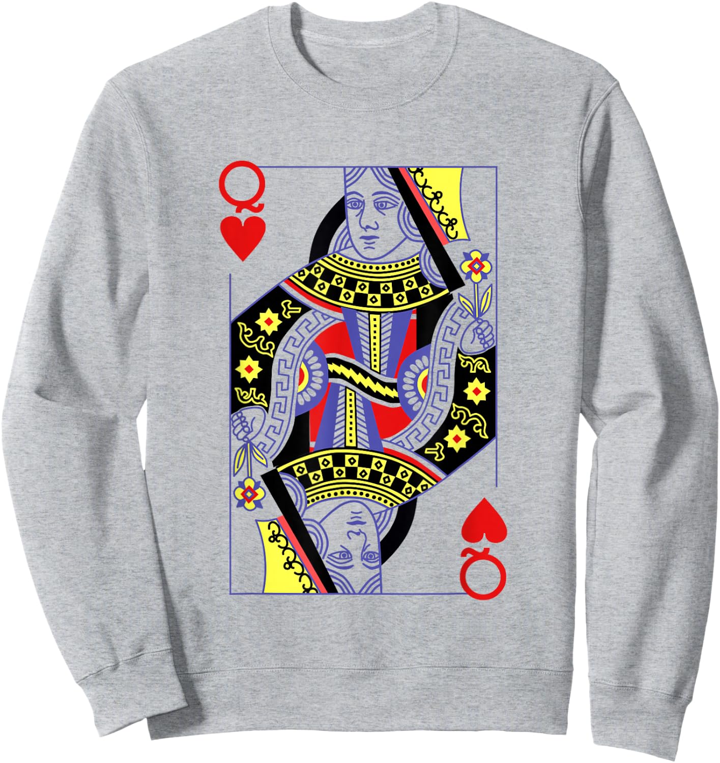 Queen Of Hearts Deck Of Cards Playing Cards Halloween Poker Sweatshirt - Sweatshirt | Ash