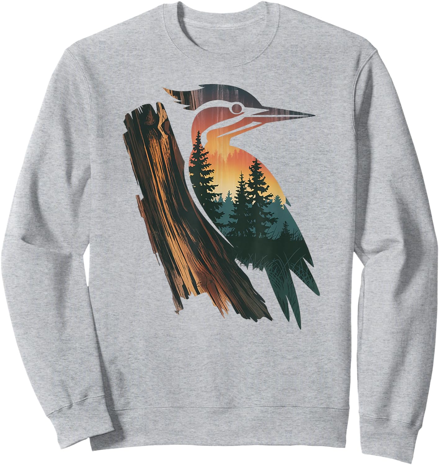 Woodpecker Hunting Hiking Outdoor Camping Forest Men Women Sweatshirt - Sweatshirt | Ash