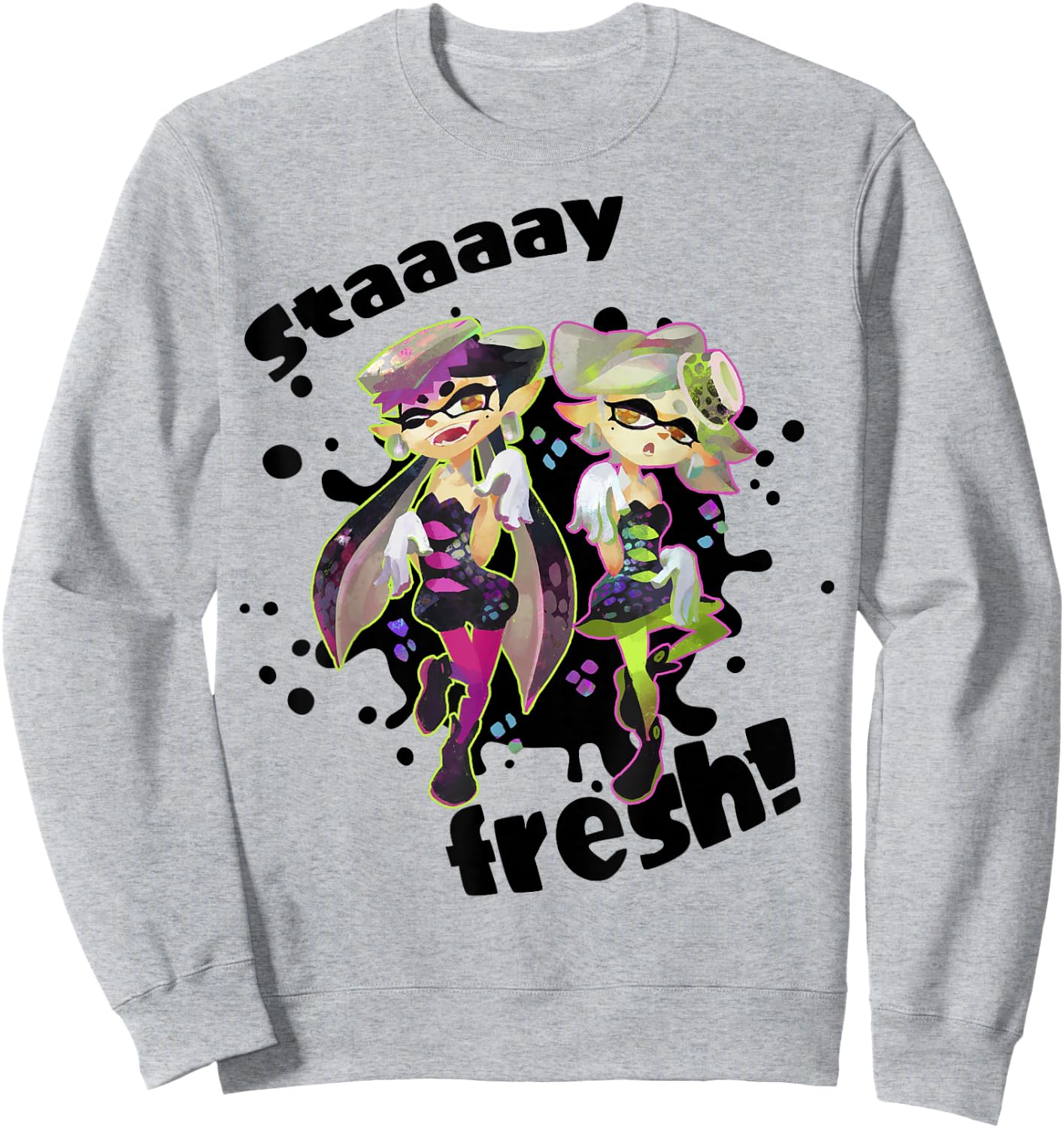 Nintendo Splatoon Squid Sisters Stay Fresh Graphic Sweatshirt - Sweatshirt | Ash