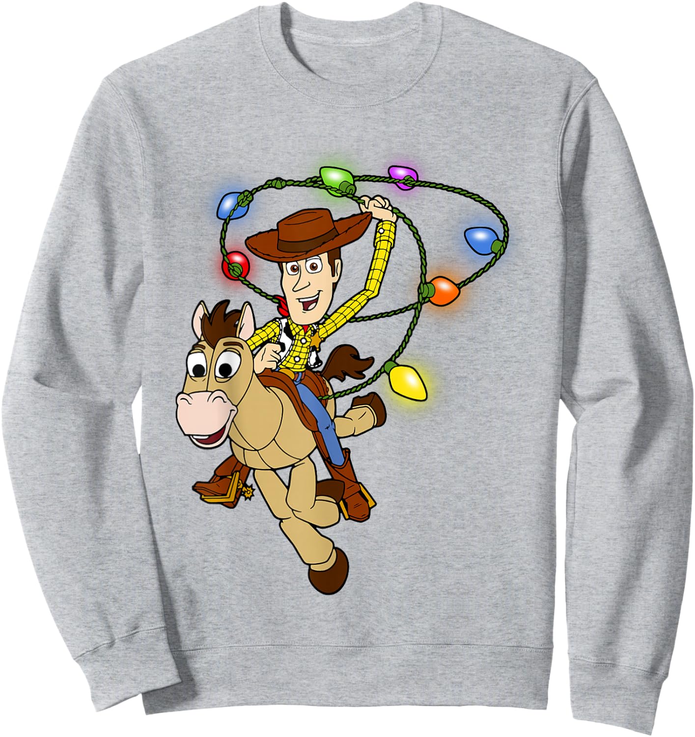 Disney Pixar Toy Story Woody Christmas Light Lasso Sweatshirt - Sweatshirt | Ash