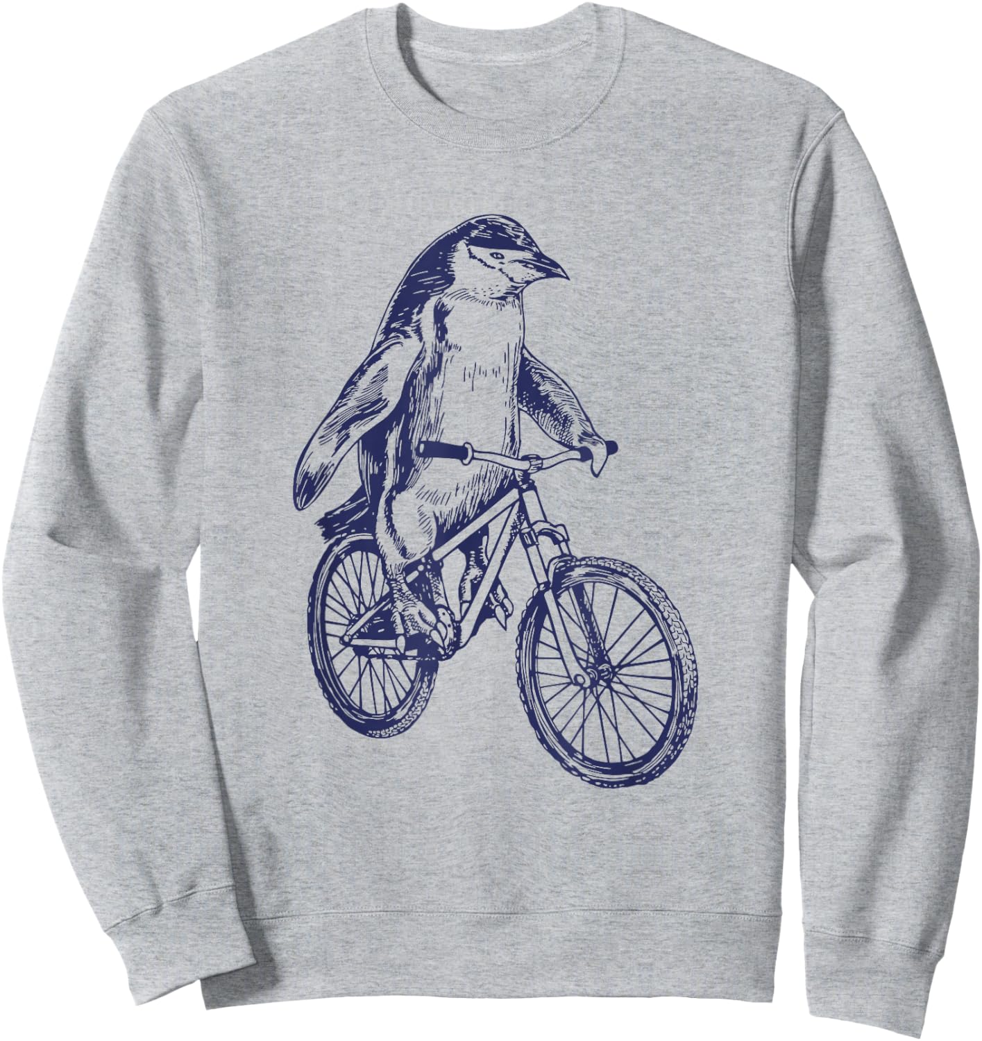 Penguin Cycling Bicycle Funny Biker Cool Cyclist Biking Bike Sweatshirt - Sweatshirt | Ash
