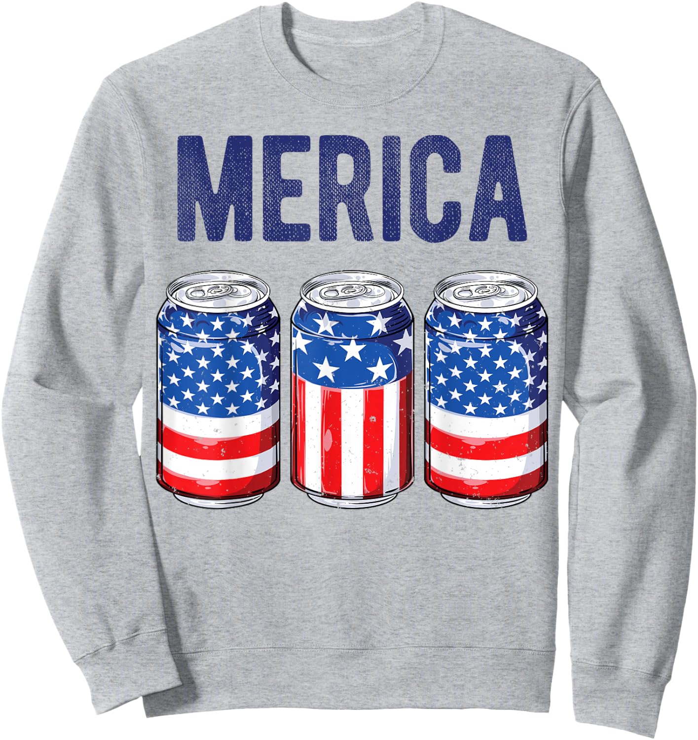 Beer American Flag 4th of July Men Women Merica USA Drinking Sweatshirt - Sweatshirt | Ash