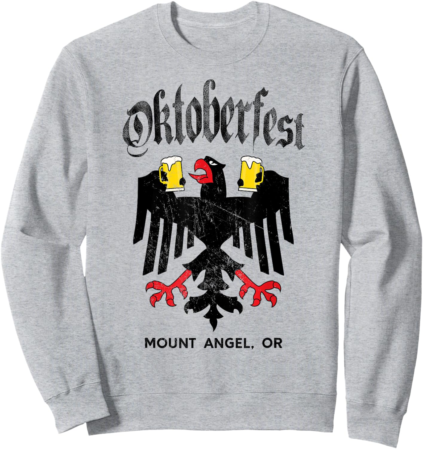 Mount Angel Oktoberfest German Eagle Drinking Buddy Sweatshirt - Sweatshirt | Ash