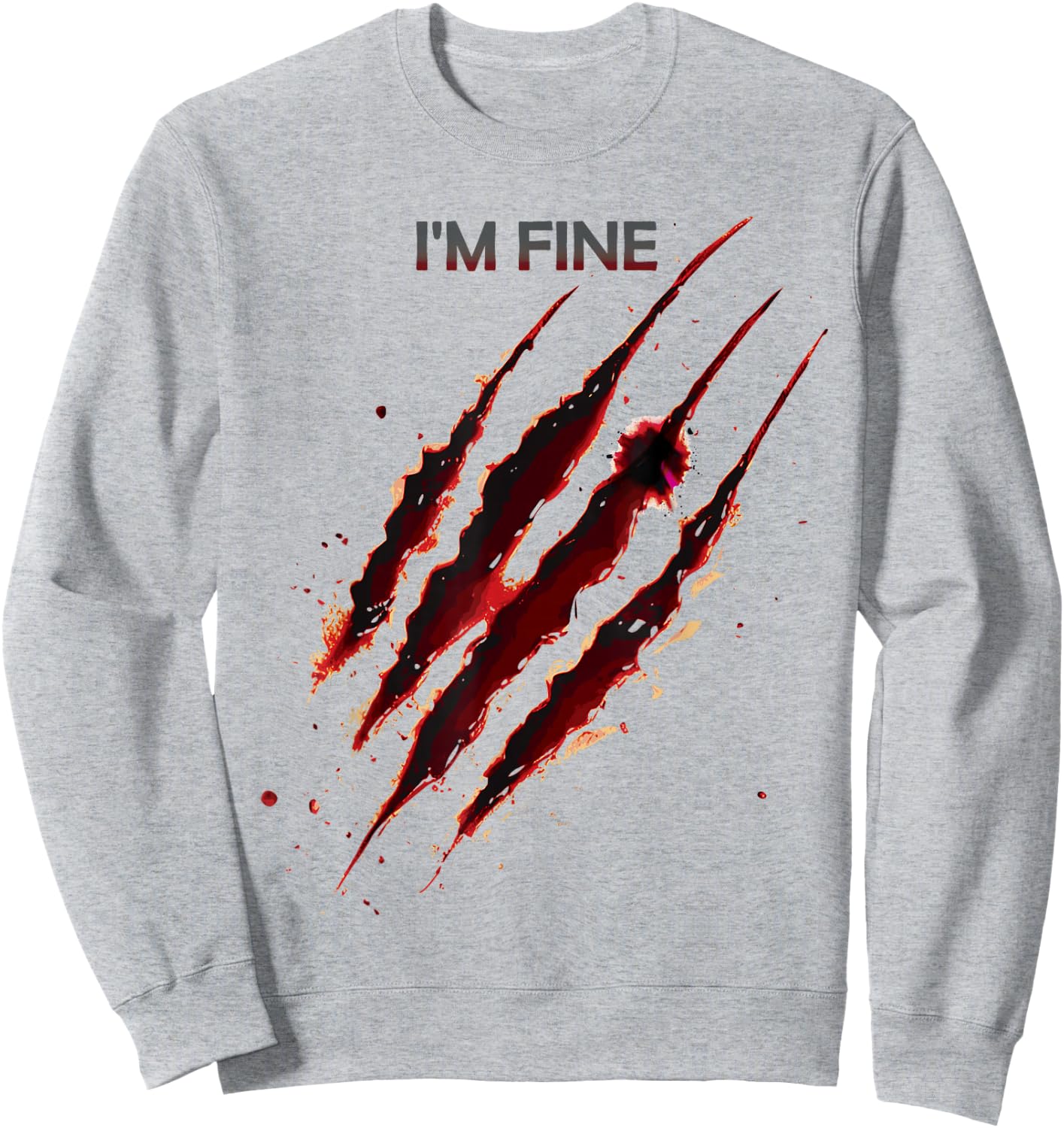 I'm Fine Bloody Shirt Zombie Blood Splatter Halloween Sweatshirt - Sweatshirt | Ash