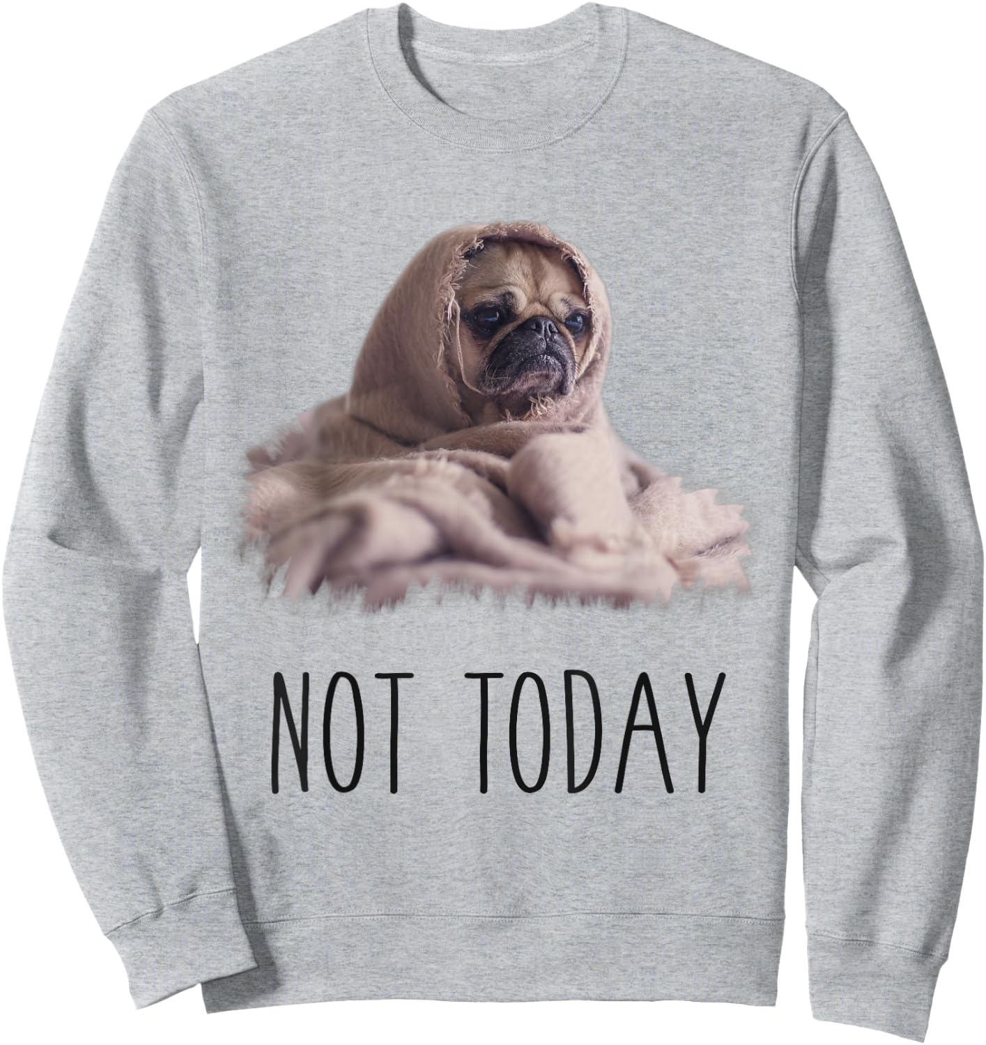 Not Today Pug | Funny Cute Blanket Dog Women Kids Sweatshirt - Sweatshirt | Ash
