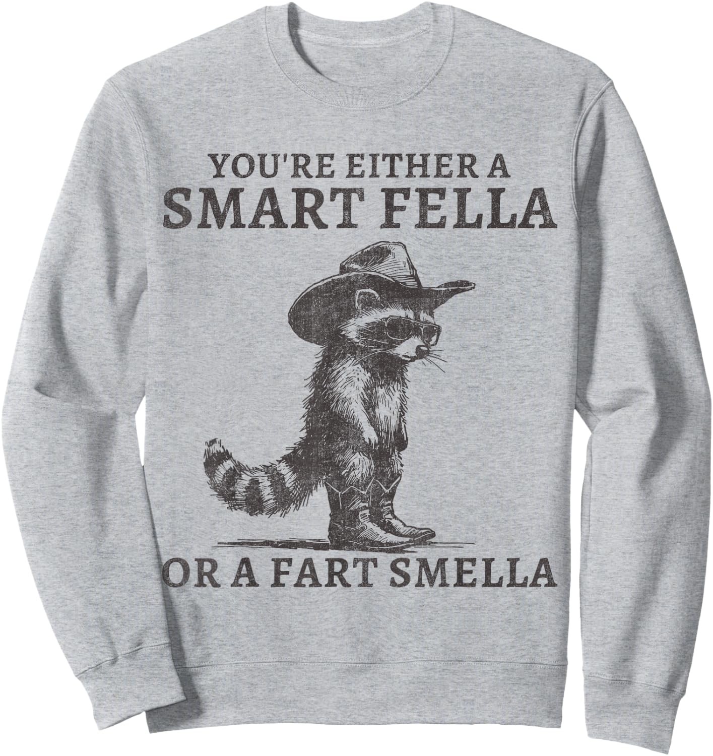 You're Either A Smart Fella Or A Fart Smella Funny Raccoon Sweatshirt - Sweatshirt | Ash