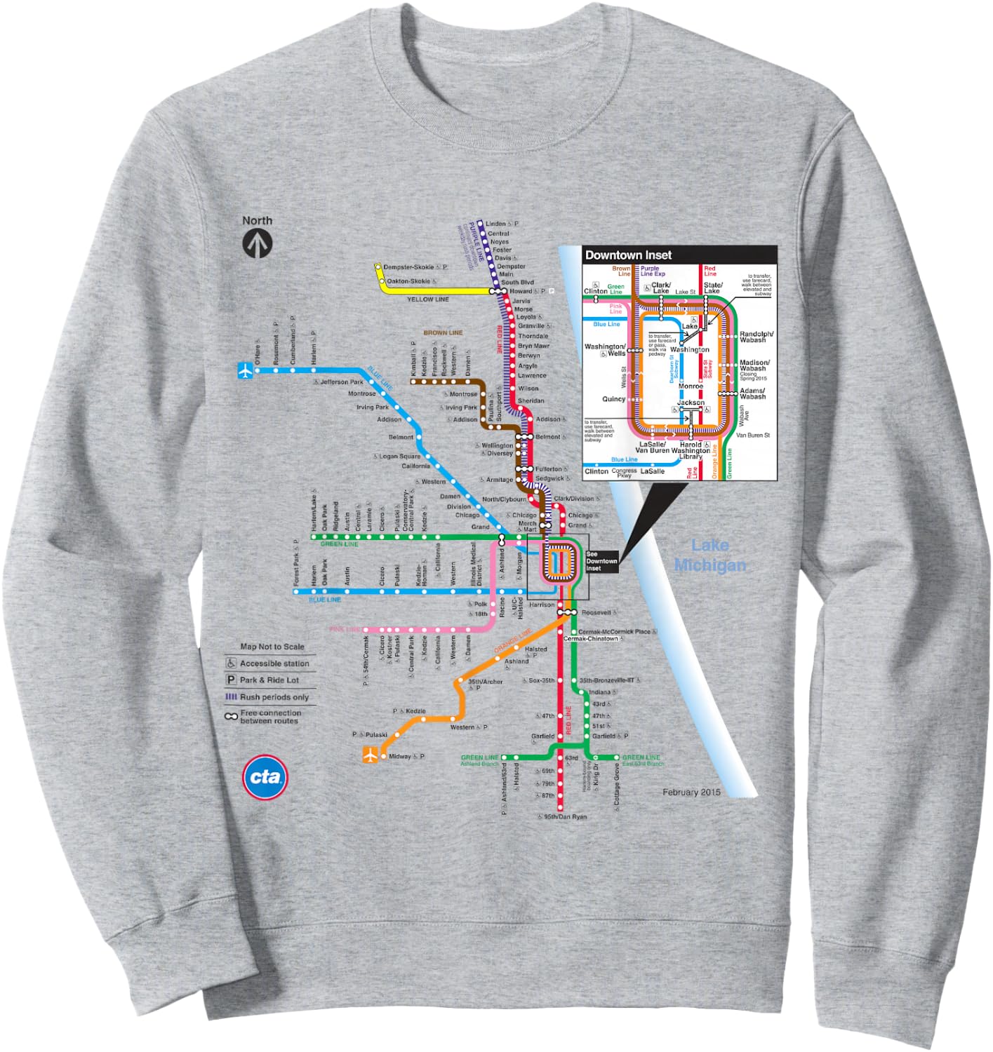 CTA Rail Map Sweatshirt - Sweatshirt | Ash