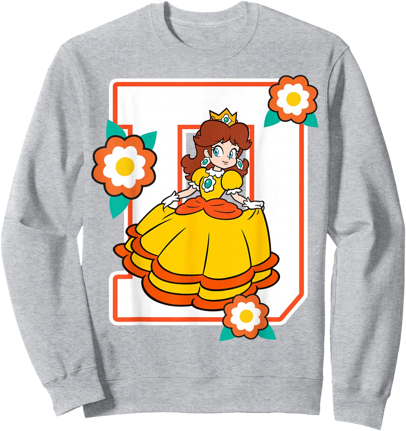 Super Mario Daisy Flowers Poster Graphic Sweatshirt - Sweatshirt | Ash