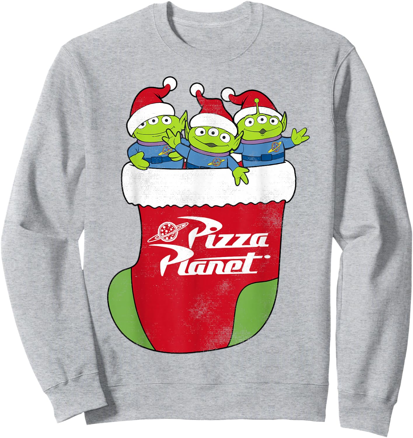 Disney Pixar Toy Story Pizza Planet Aliens In Stocking Sweatshirt - Sweatshirt | Ash