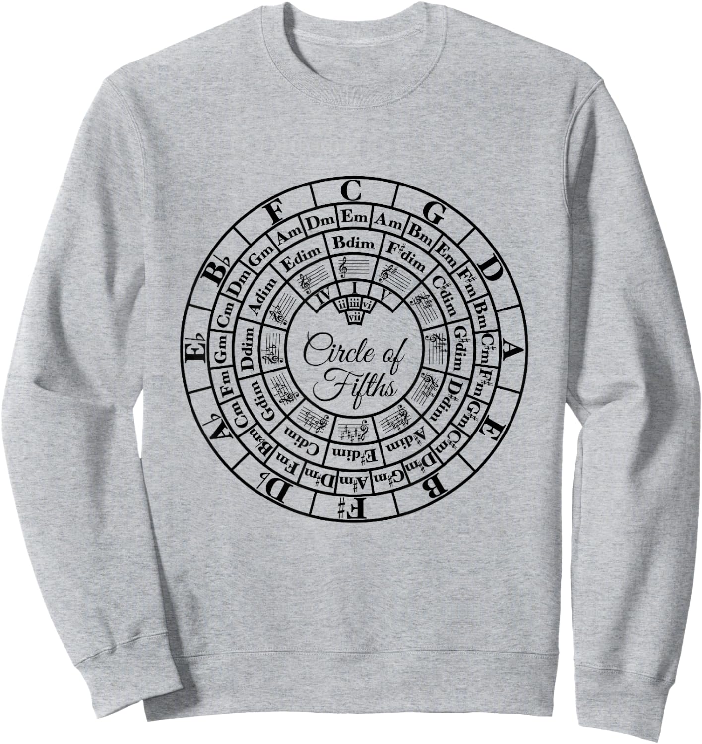 Unique Musician Gift Apparel Circle of Fifths Classical Harmony & Theory Chart Sweatshirt - Sweatshirt | Ash