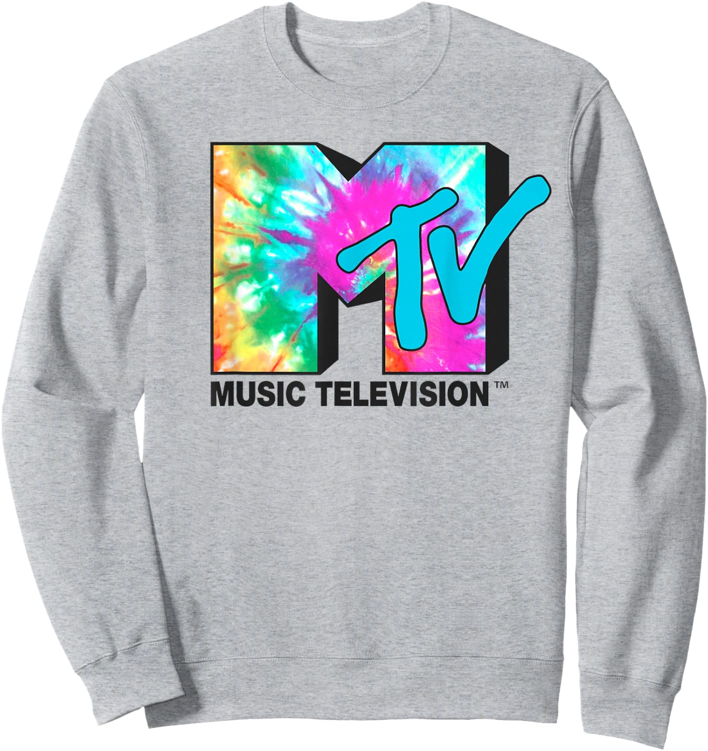 MTV Bright Rainbow Tie Dye Logo Small Sweatshirt - Sweatshirt | Ash