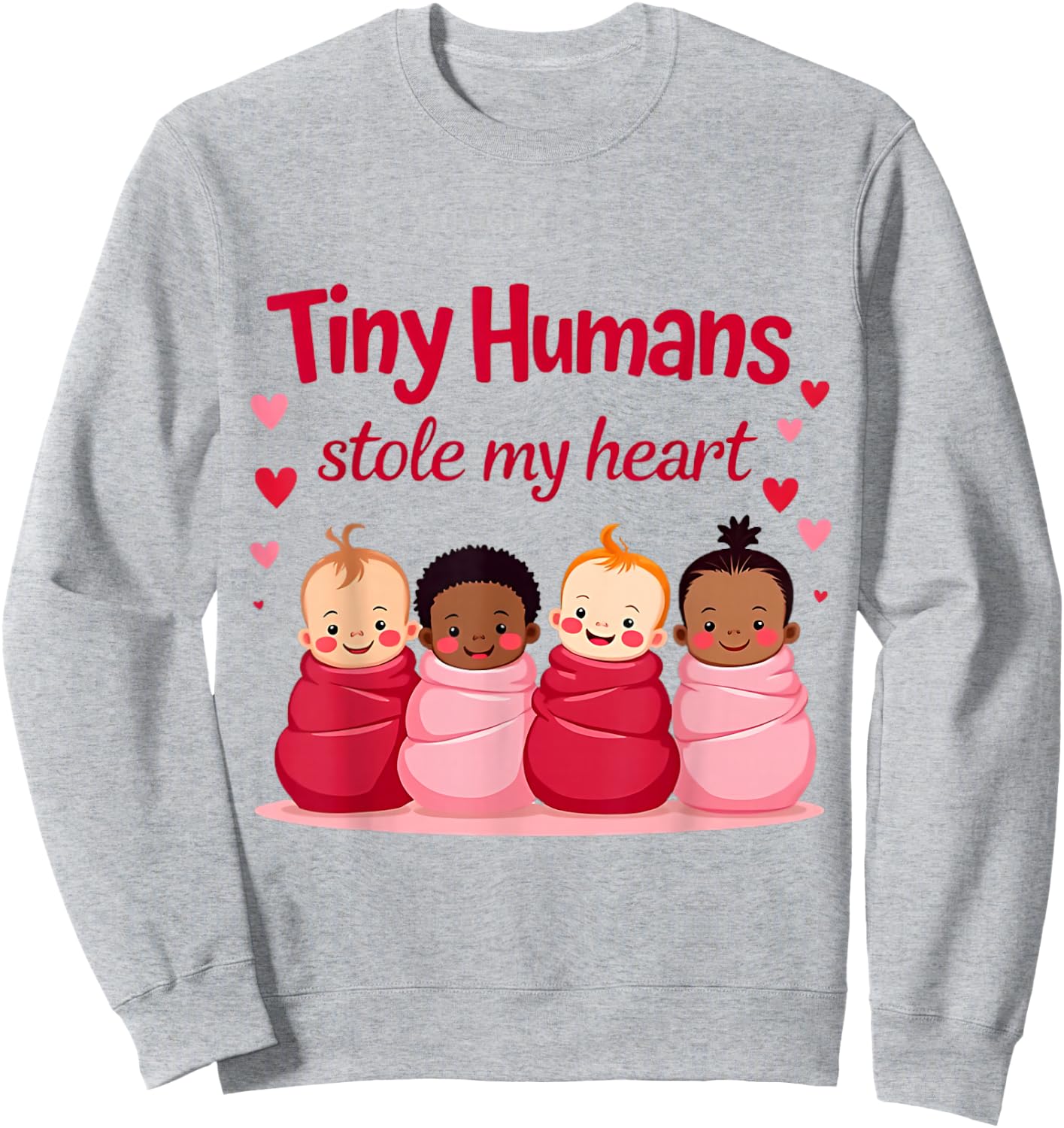 Tiny Humans Stole My Heart Valentine's Day NICU Nurse Sweatshirt - Sweatshirt | Ash