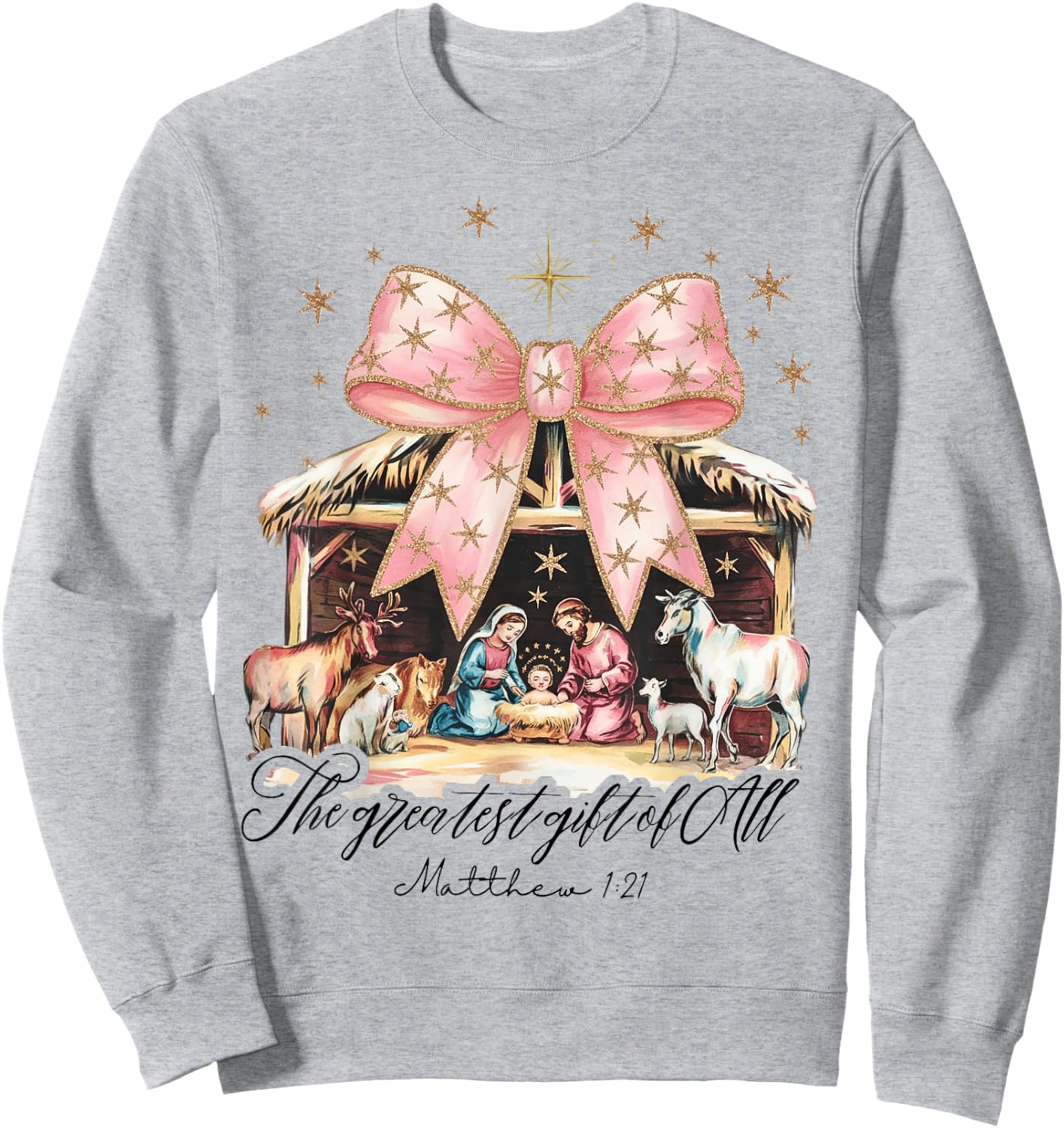The Greatest Gift Of All Nativity Jesus Christian Christmas Sweatshirt - Sweatshirt | Ash