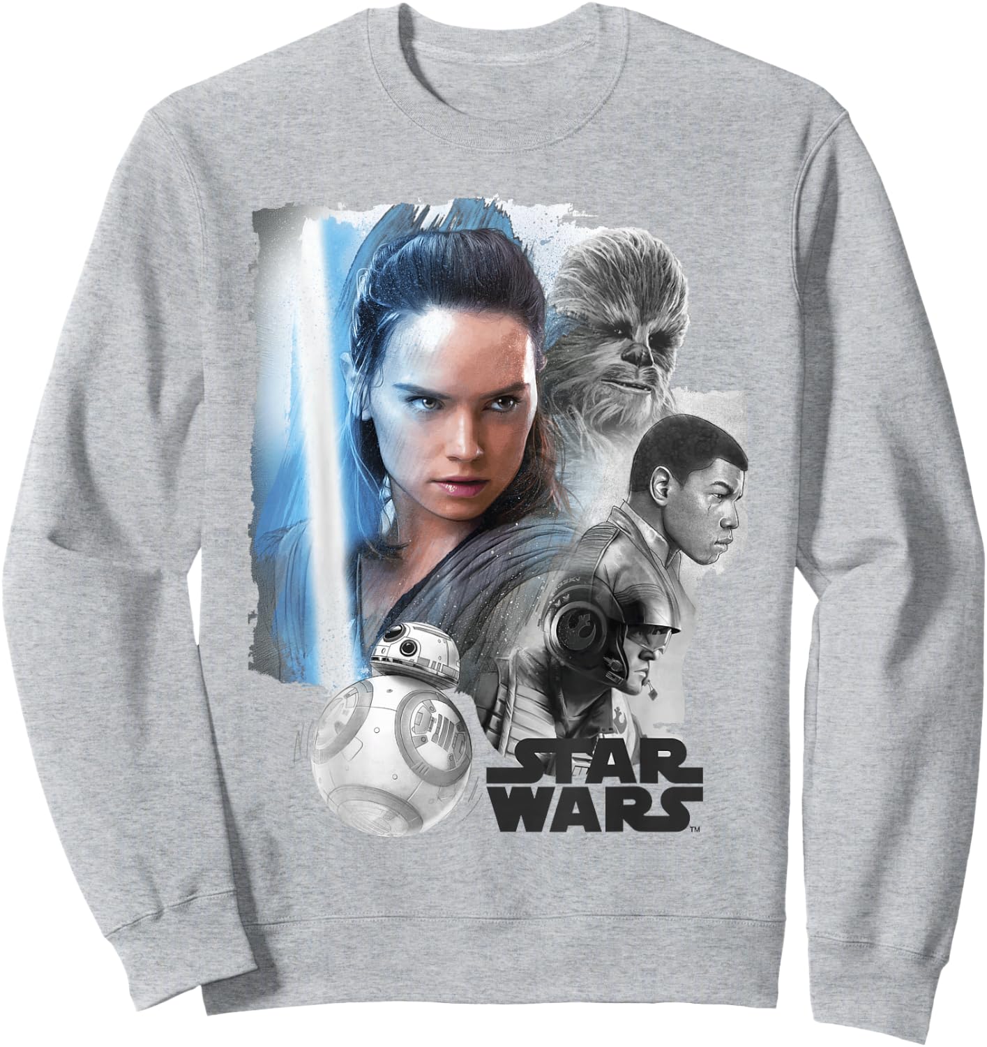 Star Wars Last Jedi Rey & the Team Are Ready Graphic Sweatshirt - Sweatshirt | Ash