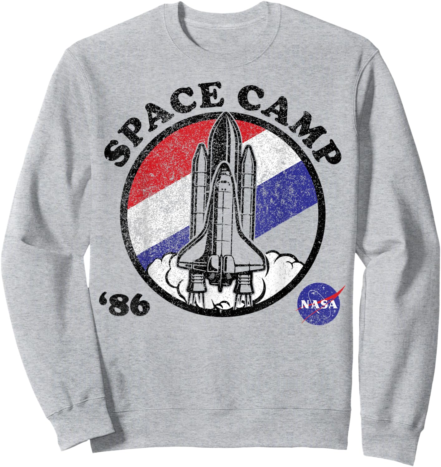 NASA Space Camp Red White Blue '86 Badge Sweatshirt - Sweatshirt | Ash