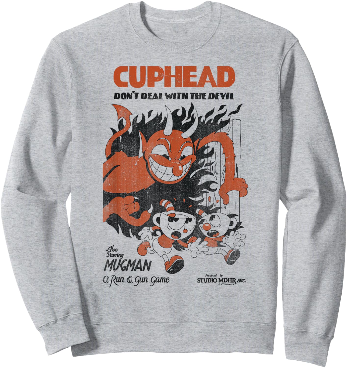 Cuphead Mugman Running from The Devil Sweatshirt - Sweatshirt | Ash