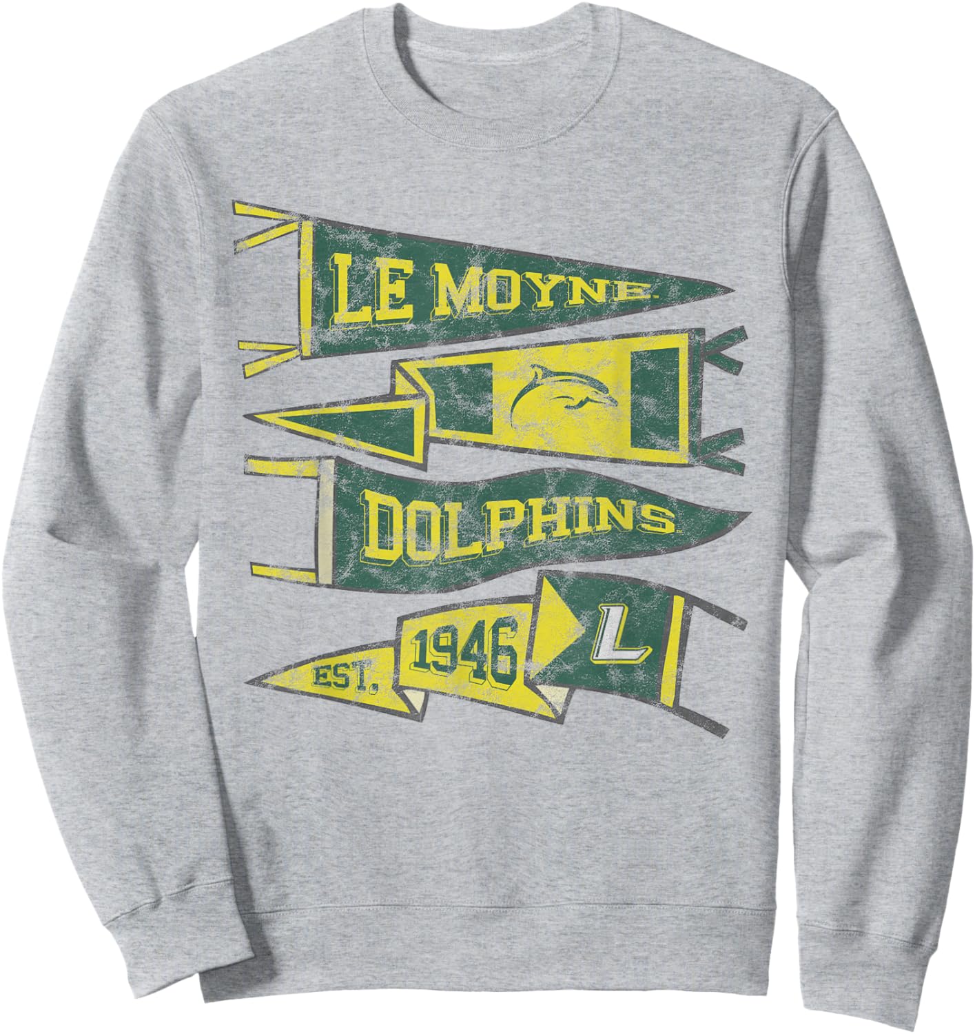 Le Moyne College Dolphins Distressed Pennants Sweatshirt - Sweatshirt | Ash