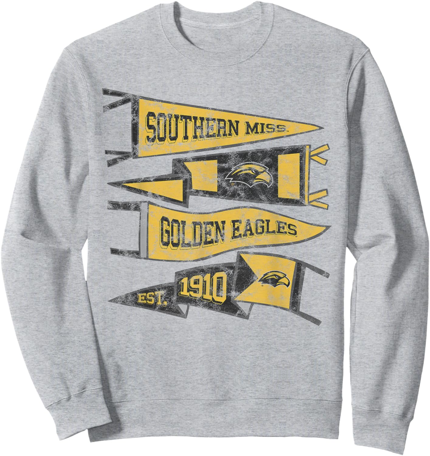University of Southern Mississippi Golden Eagles Pennants Sweatshirt - Sweatshirt | Ash