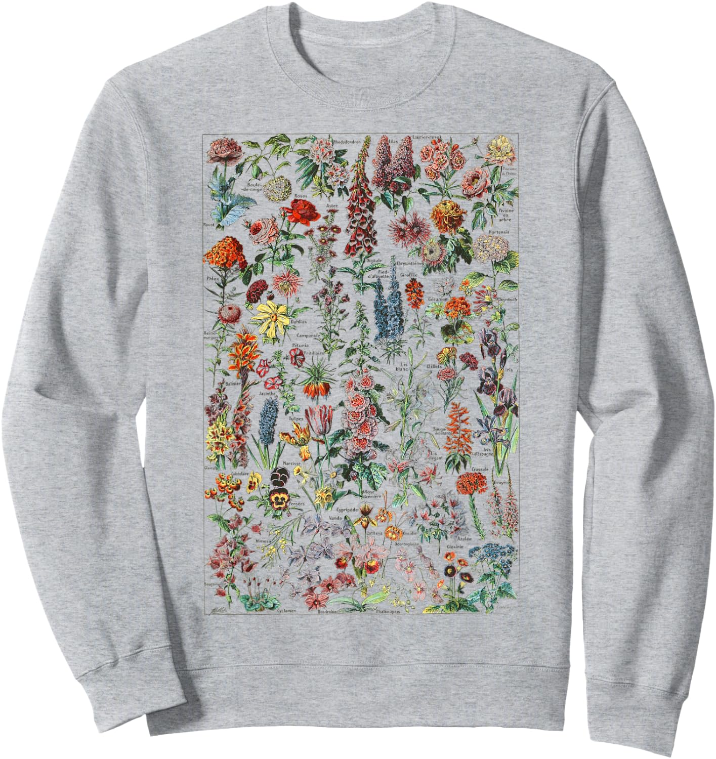 Vintage Flower Botanical Chart flower chart Sweatshirt - Sweatshirt | Ash