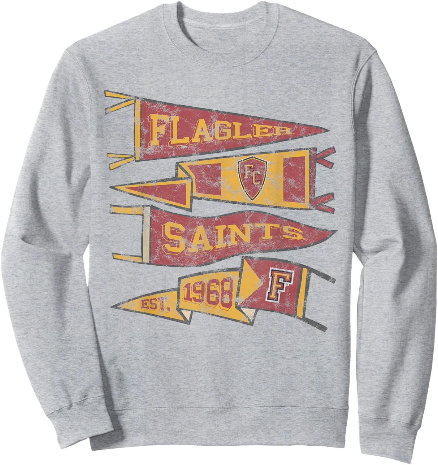 Flagler College Saints Distressed Pennants Sweatshirt - Sweatshirt | Ash