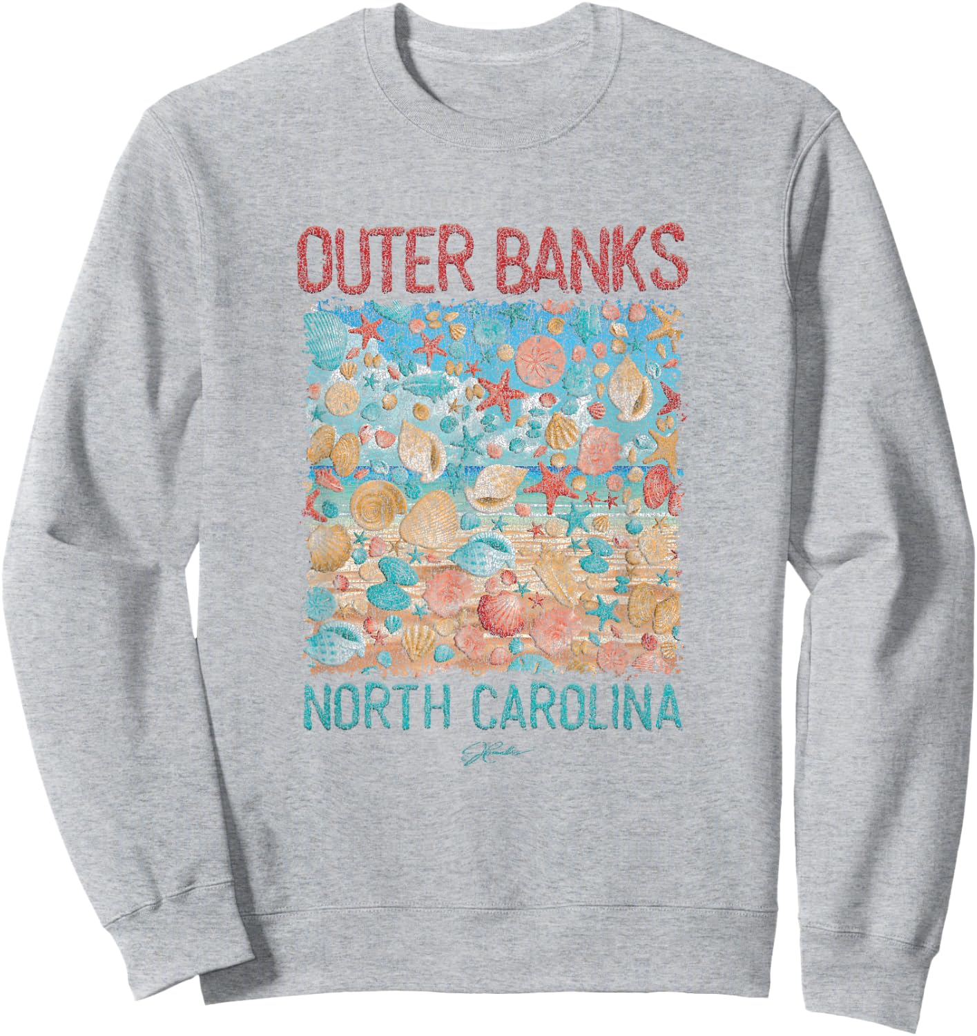 JCombs: Outer Banks, NC, Seashell Rain Sweatshirt - Sweatshirt | Ash