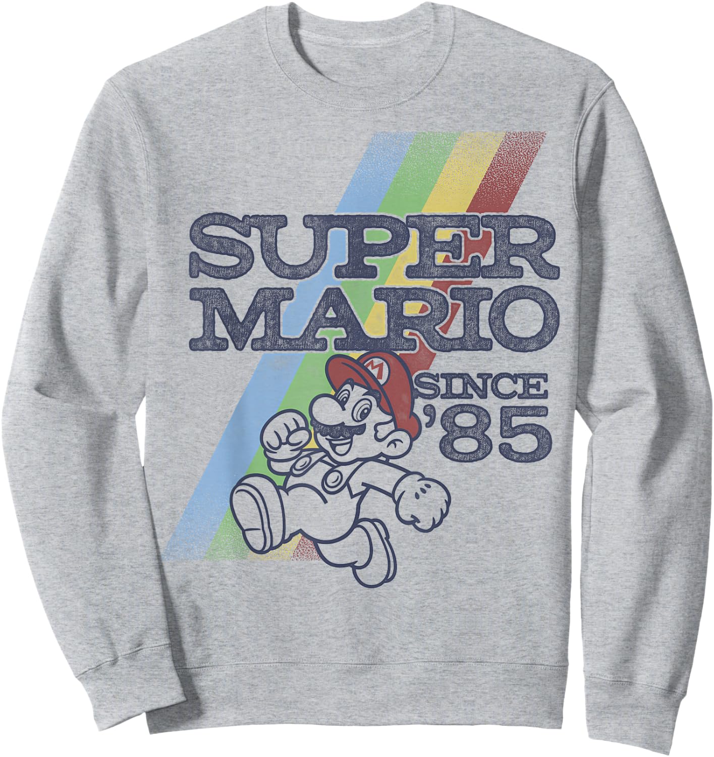 Nintendo Super Mario Retro Rainbow '85 Graphic Sweatshirt - Sweatshirt | Ash