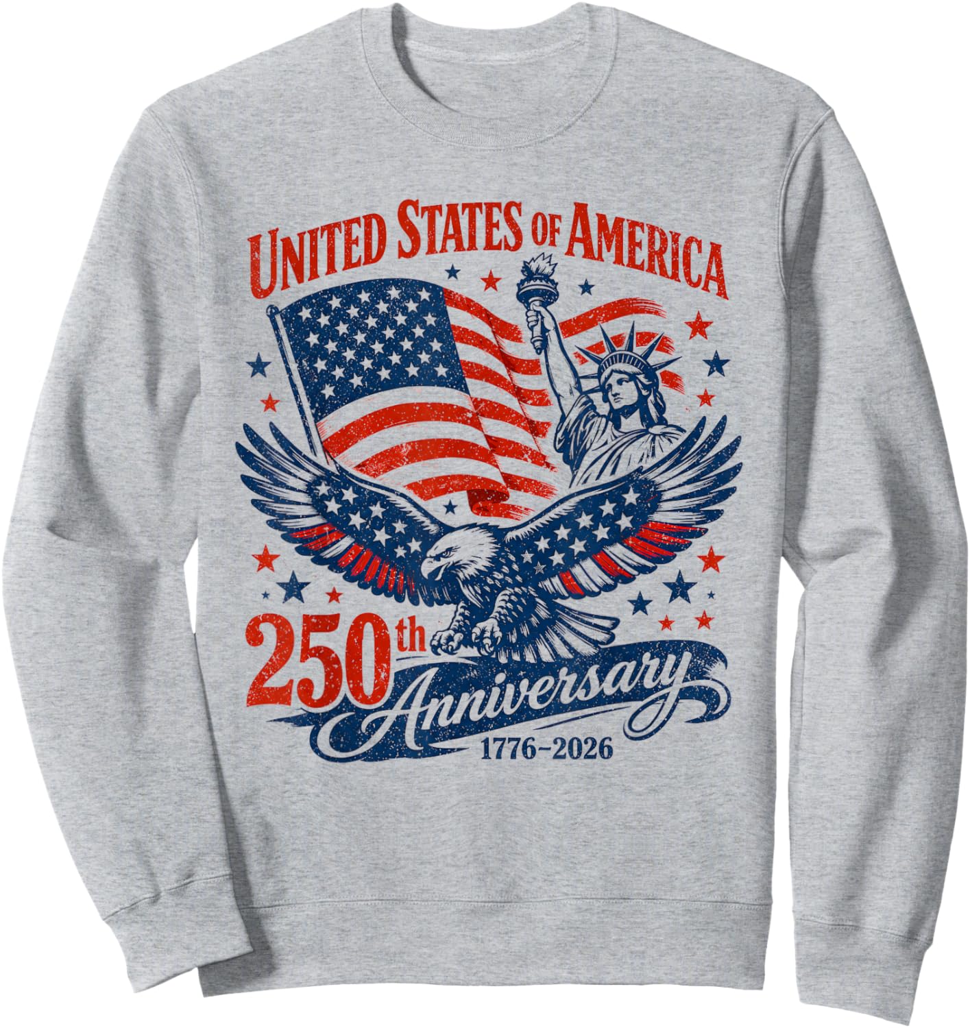 USA 250 Years Anniversary Eagle American Flag 4th of July Sweatshirt - Sweatshirt | Ash